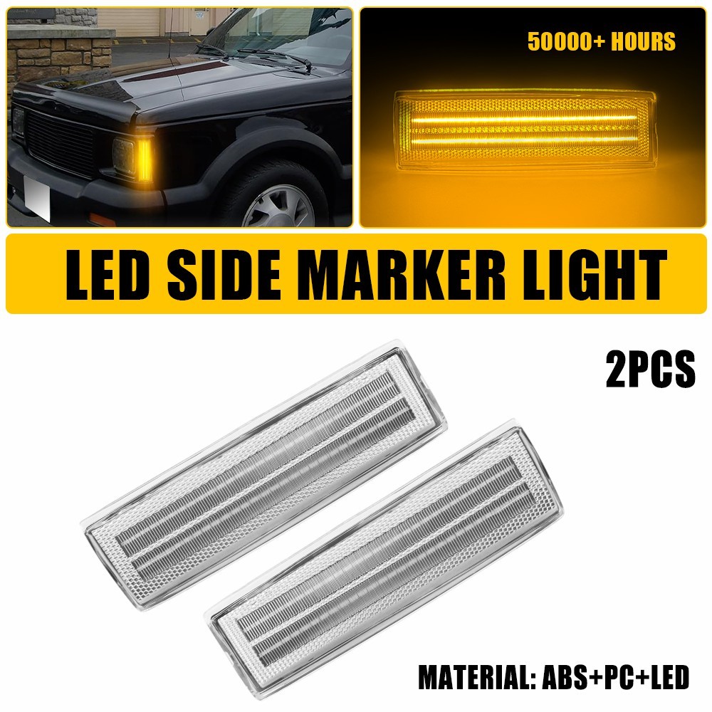 2x CLEAR Side Marker Lights LED For Chevy Olds S10 Pickup S15 Jimmy Amber EOT