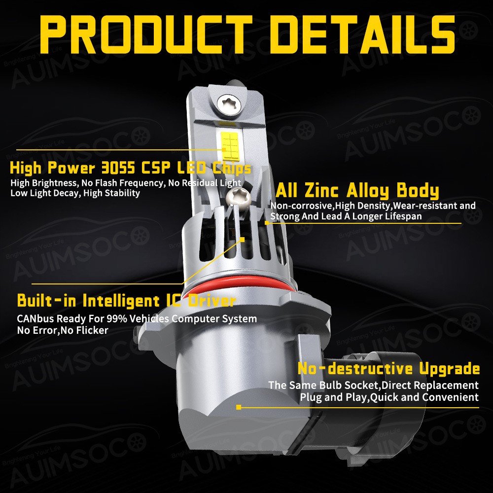 For Dodge Charger 2009-2010 LED Headlight HID Replace Bulbs Hi&Lo Beam 72000LM