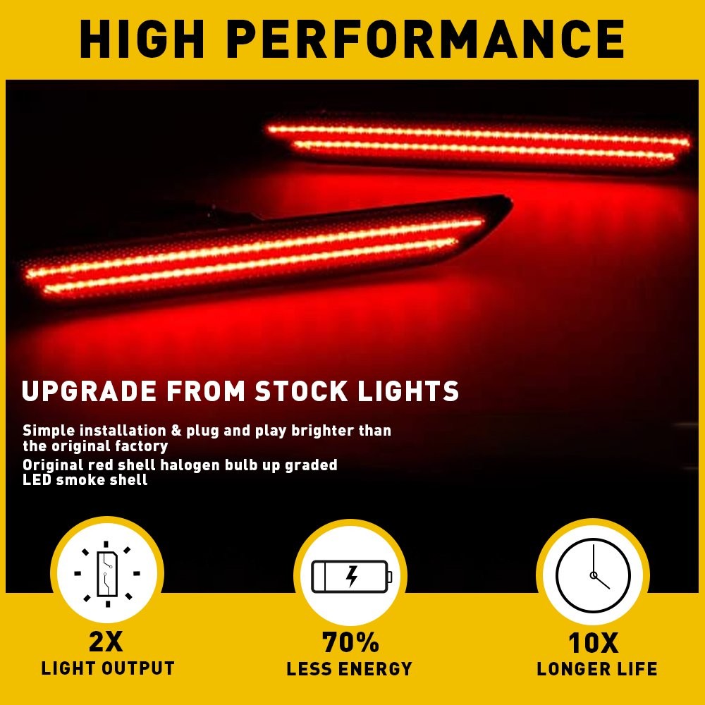 2-20 Smoke Lens LED Side Marker Signal Red Light For 2015-2022 Ford Mustang Rear