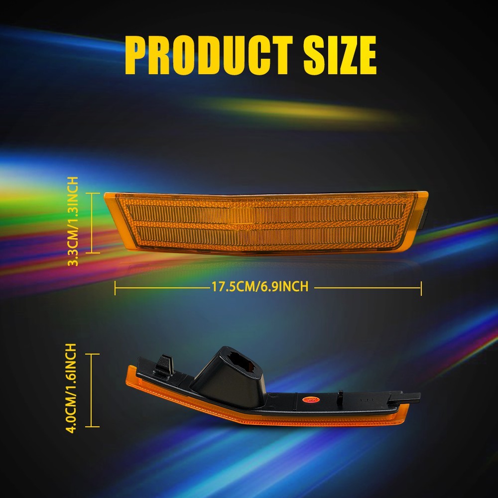 Pair Left Right Amber Front Bumper Side Marker Light For 2007-2010 Lincoln MKX