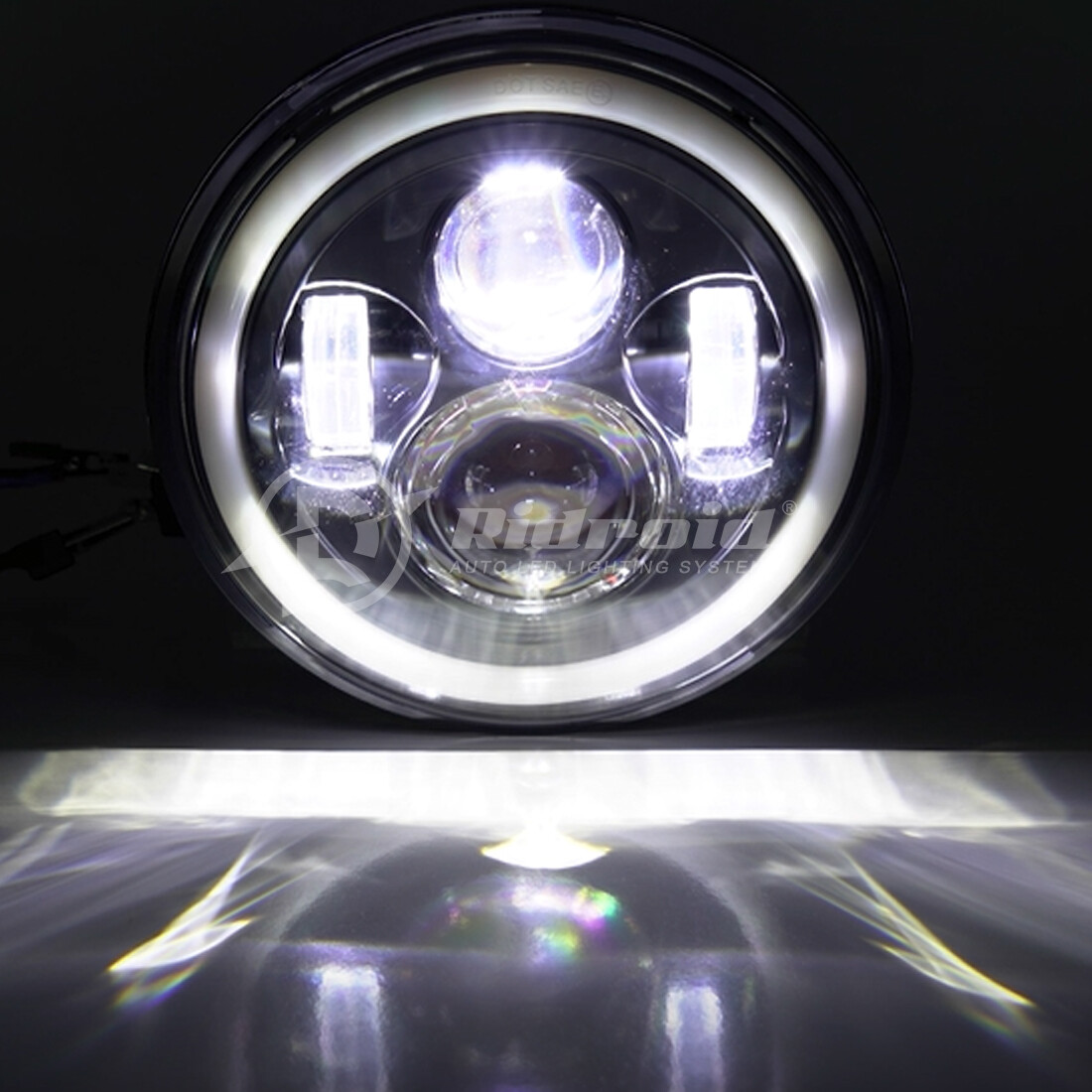 Pair 7″ Inch LED Headlights Halo Angle Eyes For Jeep Wrangler JK(07-14) LJ TJ CJ