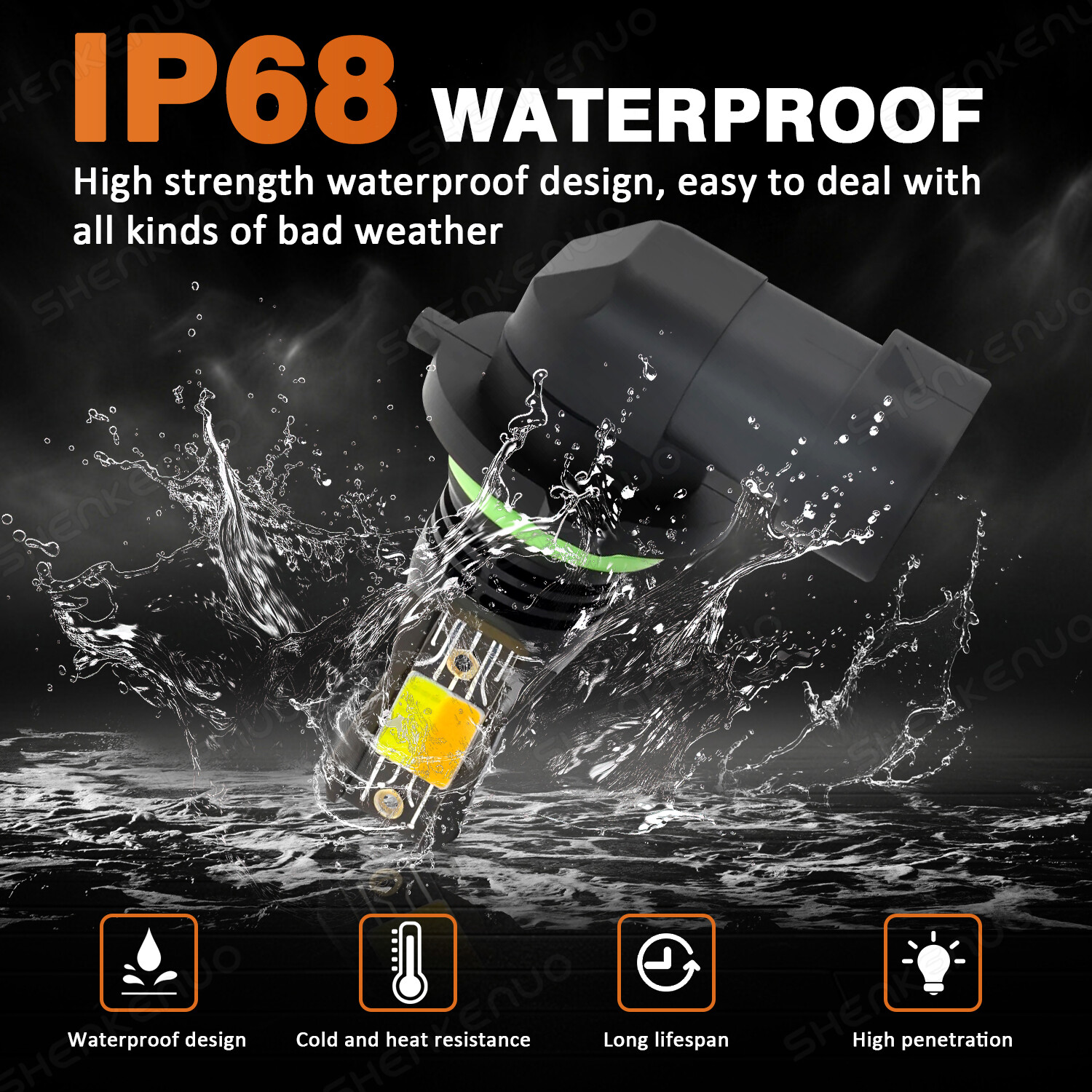 2x 9006 HB4 LED Fog Lights Bulbs Dual Color White + Yellow 2-Mode