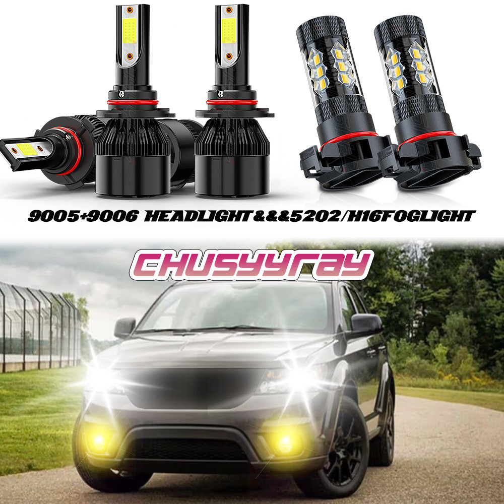 For Dodge Charger 2010 LED Headlight High Low Beam + Fog Light Bulbs 6000K/3000K