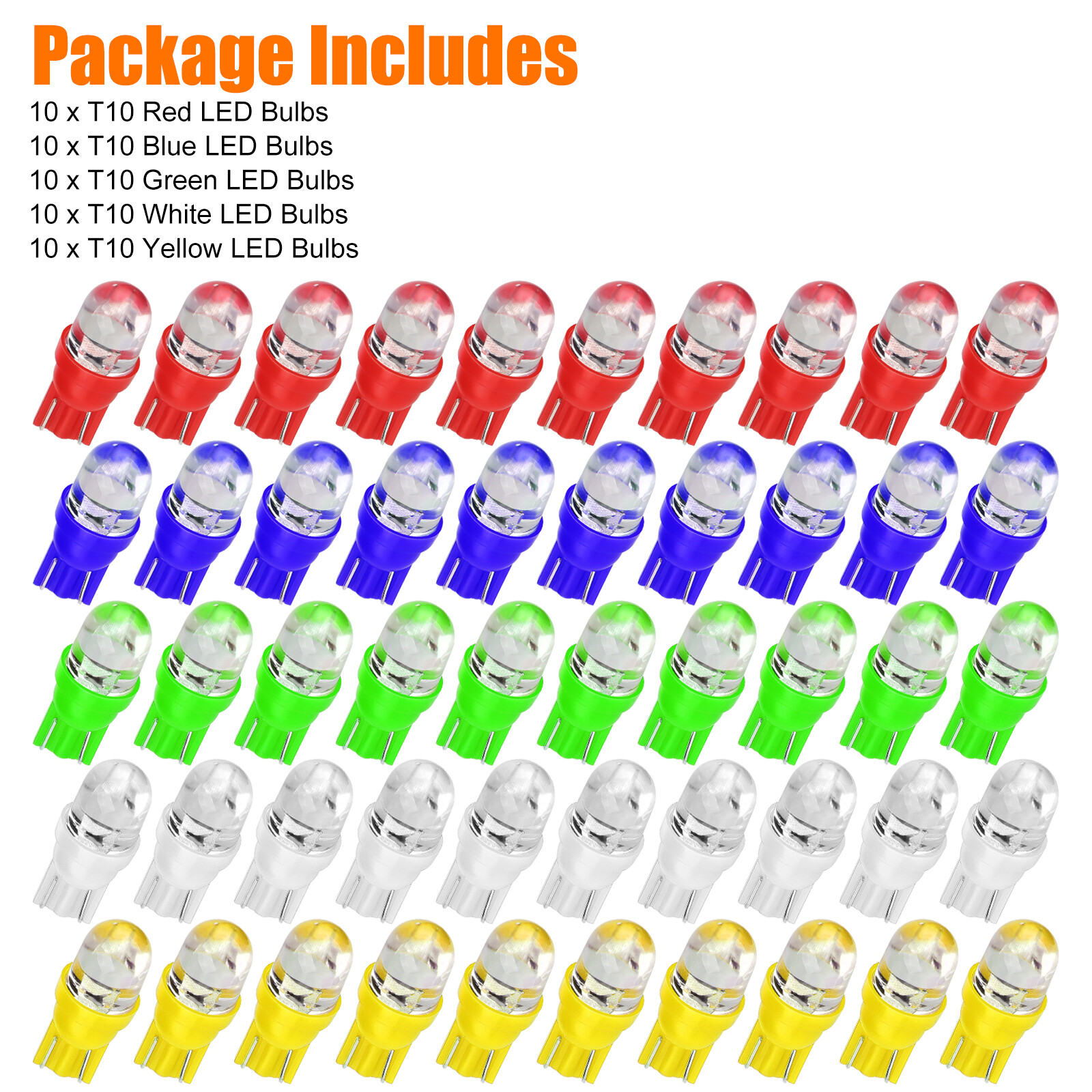 50PCS T10 194 168 2825 LED Speedometer Instrument Gauge Cluster Dash Light Bulbs