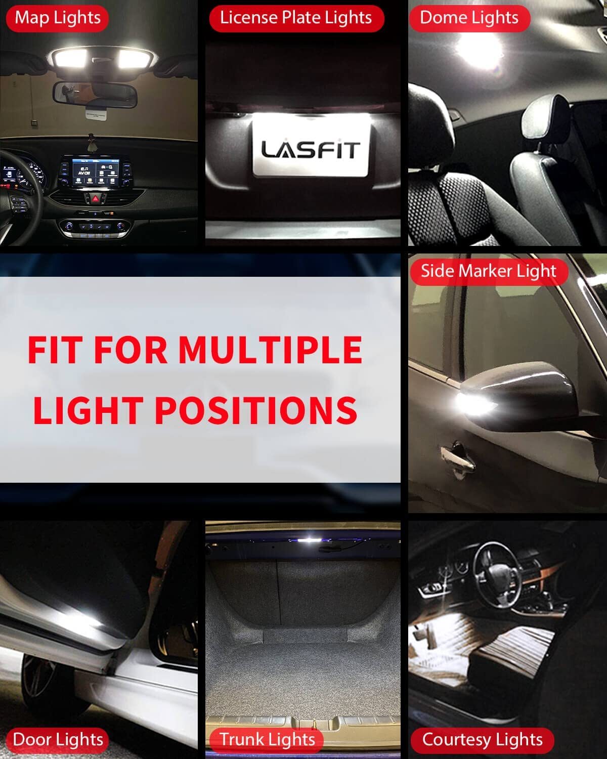 30x LED License Plate Interior Light Bulb T10 194 168 W5W 2825 White 6000K