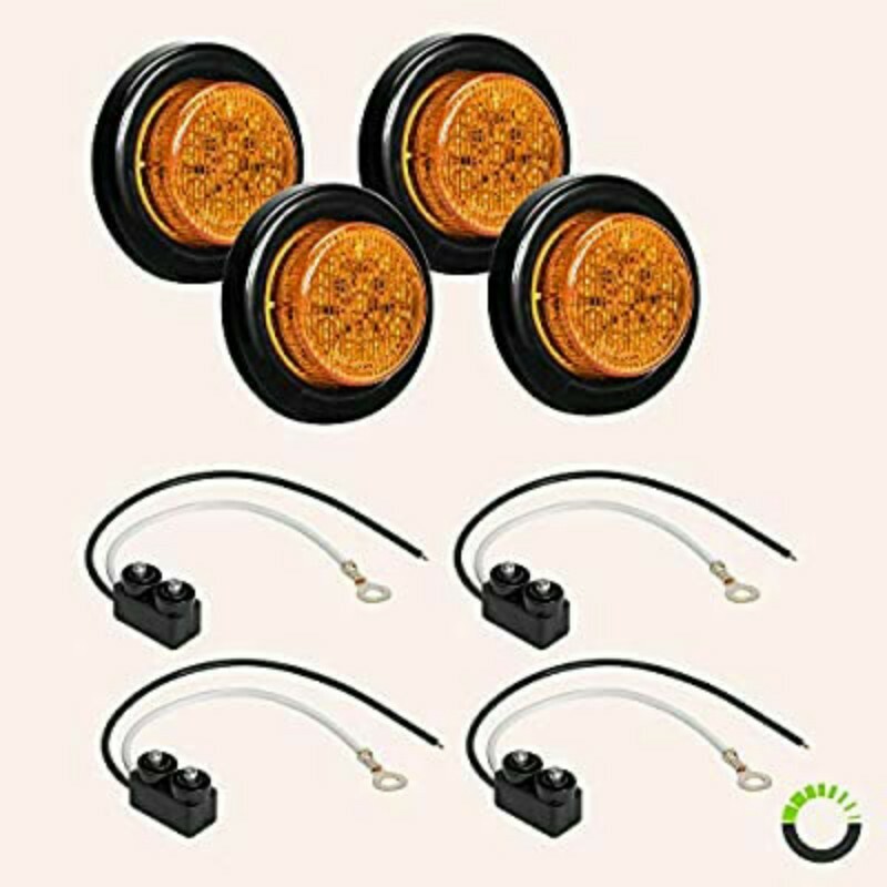 4PC 2″ Round 10 LED Clearance Side Marker Light – AMBER