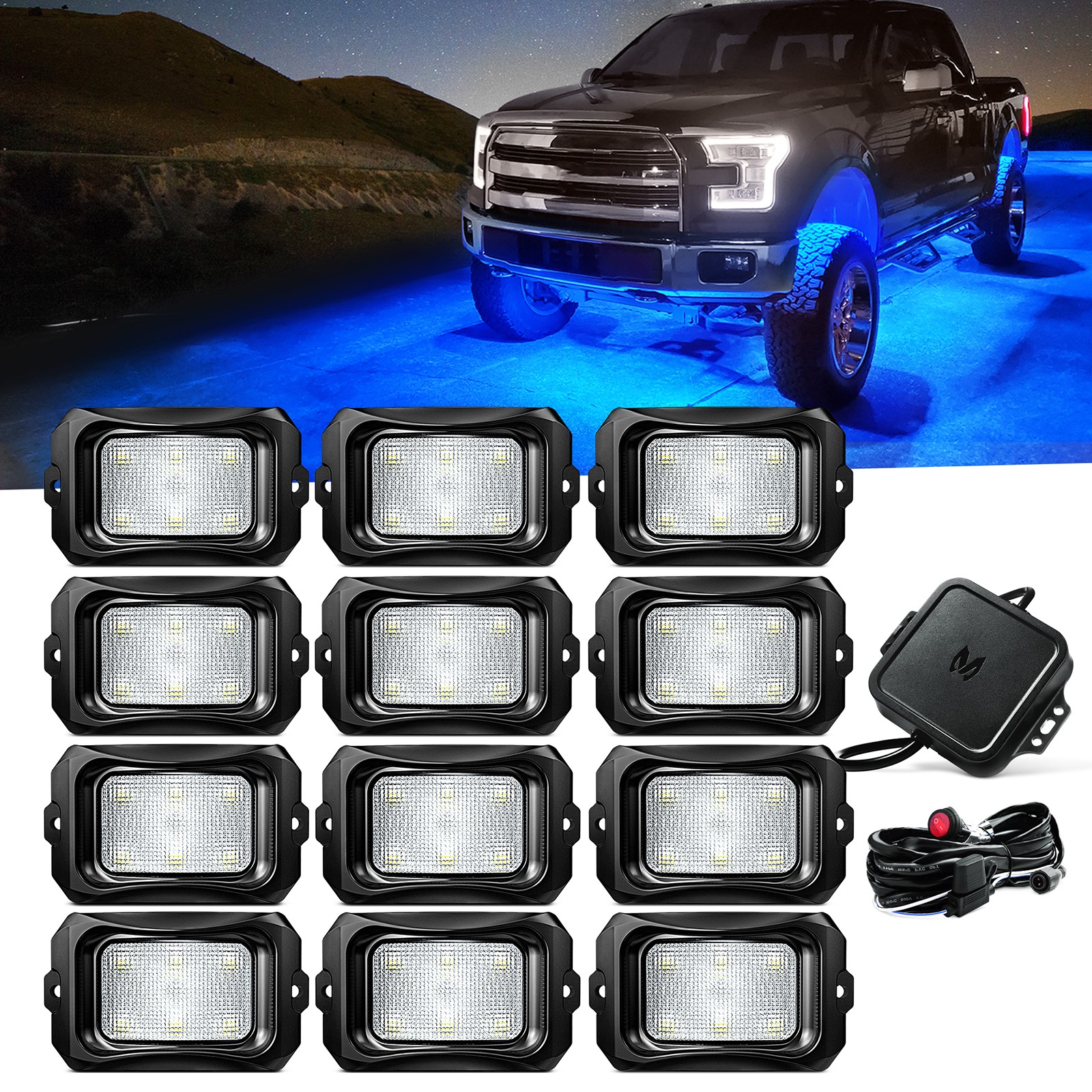 MICTUNING C2 8 Pods RGBW LED Rock Lights APP, Underglow Neon Accent Lighting Kit