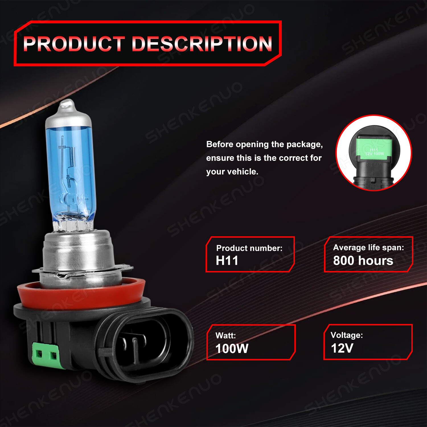 H11+H11 Headlight Super Bright Bulbs Halogen 4200k Warm White 8000LM Hi/Low Beam