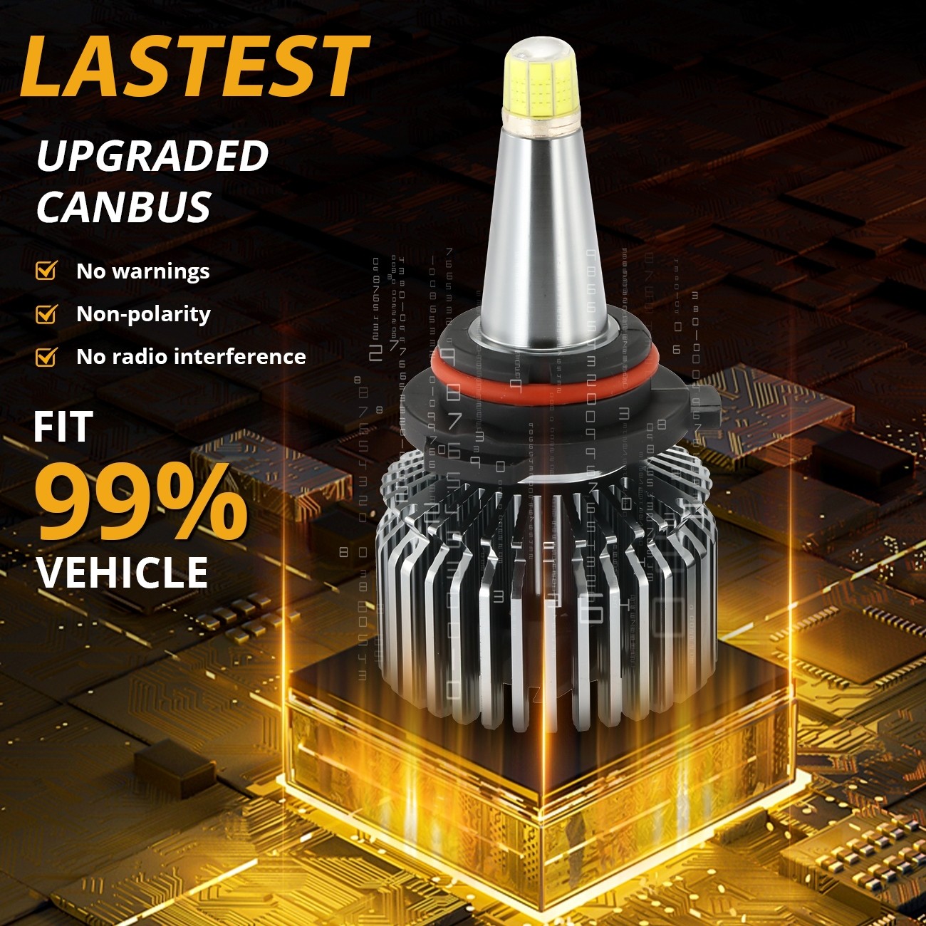 8-sides 9005 LED Headlight Bulb Conversion Kit High Beam White Super Bright 2pcs