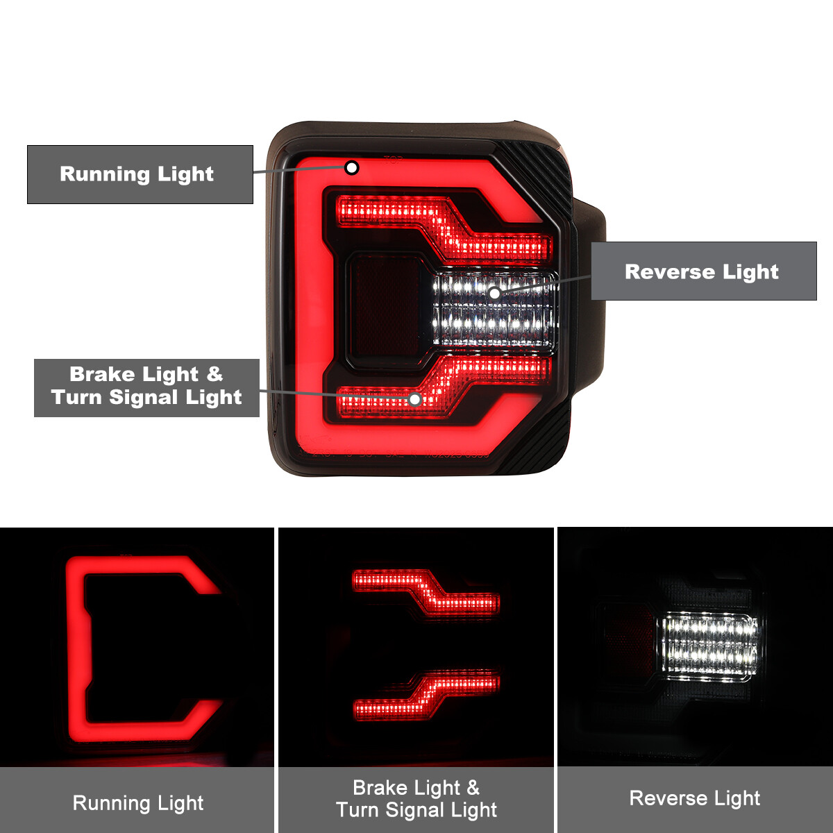 For 2018+ Jeep Wrangler JL & JLU LED Sequential Tail Lights Black/Smoke Len PAIR
