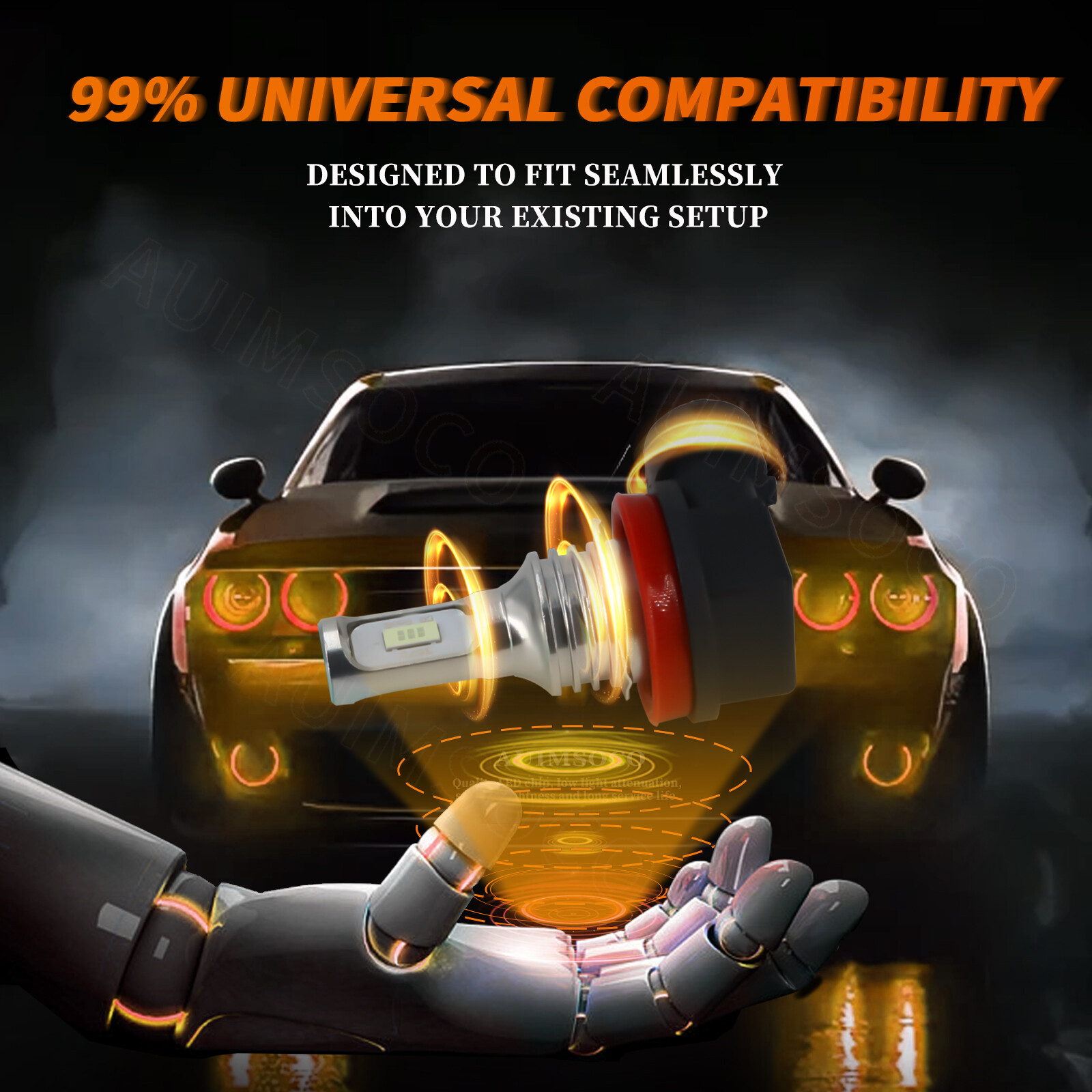 H11 LED Headlight Bulb Low Beam Fanless Super Bright Pure White 2pcs Combo 6000K