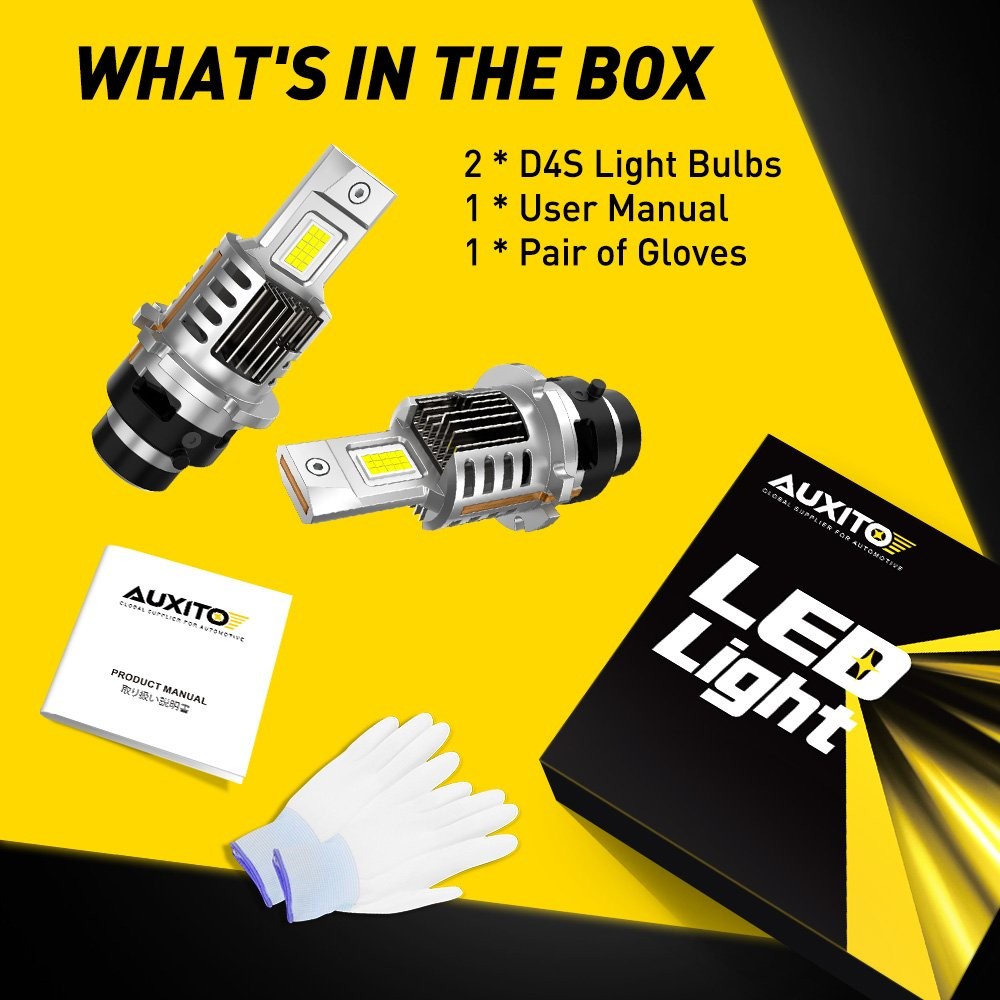 AUXITO LED D4S 6500K HID Xenon Headlight Replacement Lamp Bulbs 85122 Pack of 2