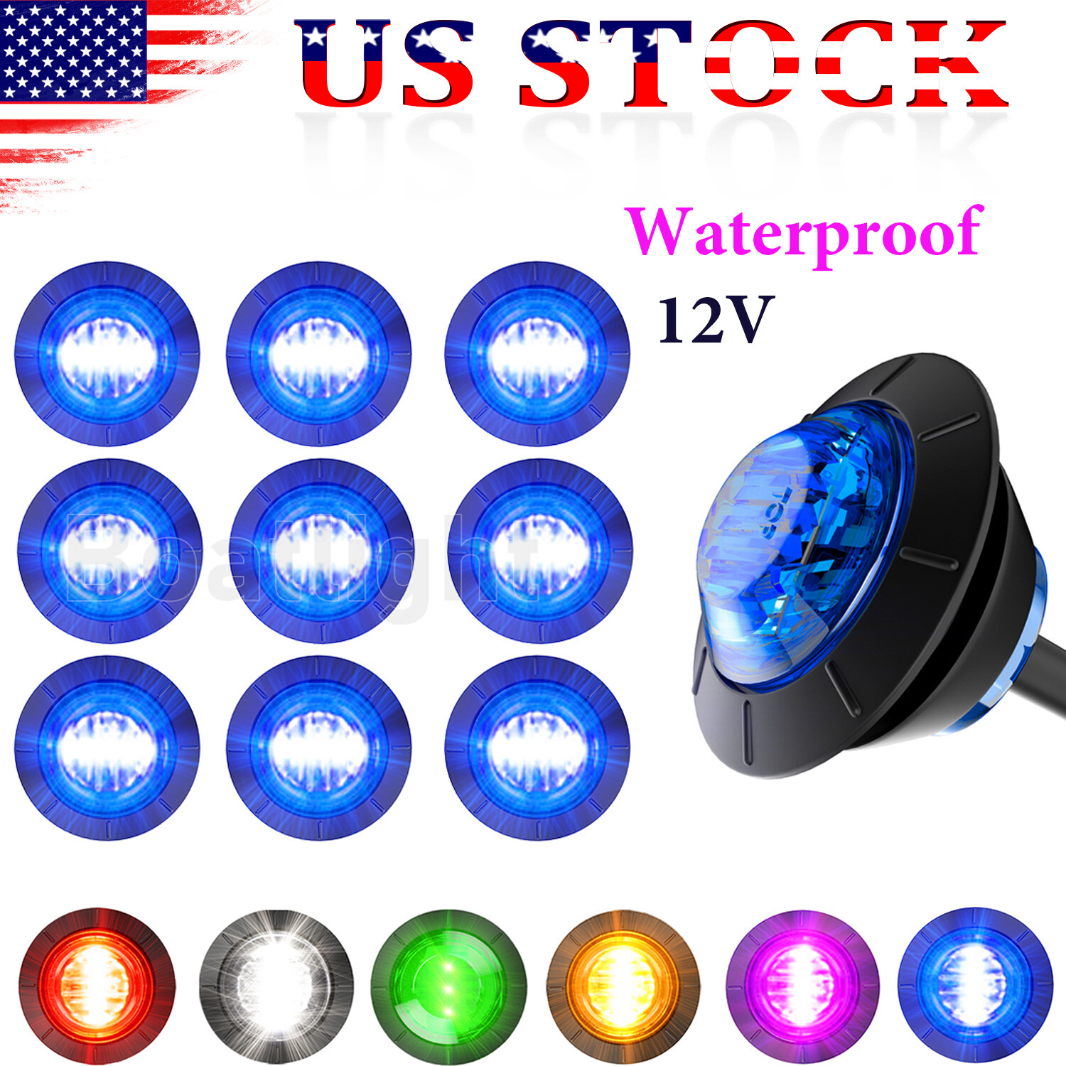 LED Side Marker Lights 3/4″ Truck Trailer DRL Round Bullet Side Clearance Light