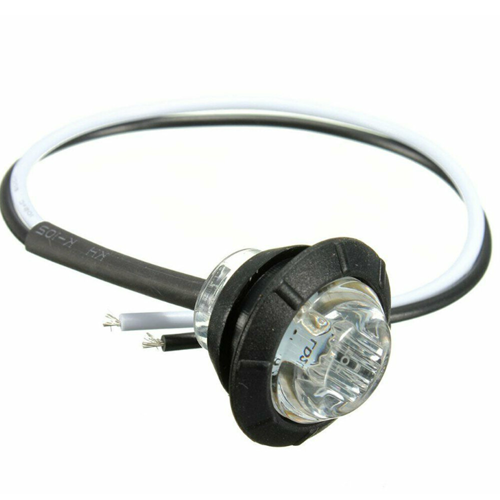 10x Round 3/4″ White LED Side Marker Lights Truck Trailer Bullet Clearance Light