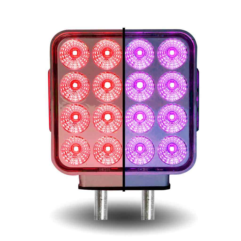 Dual Revolution Double Face Double Post Square LED (Amber/Red/Purple) – (44 Diod