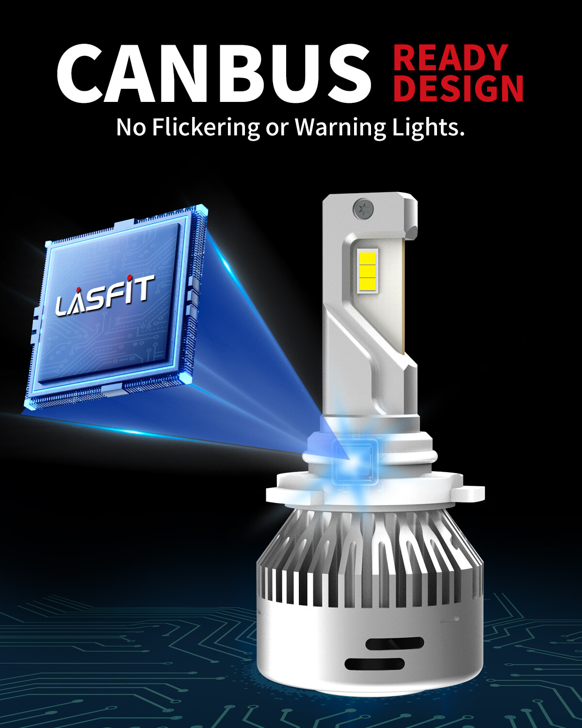 LASFIT 9005 HB3 LED High Beam Headlight Bulbs Conversion Kit Super Bright White