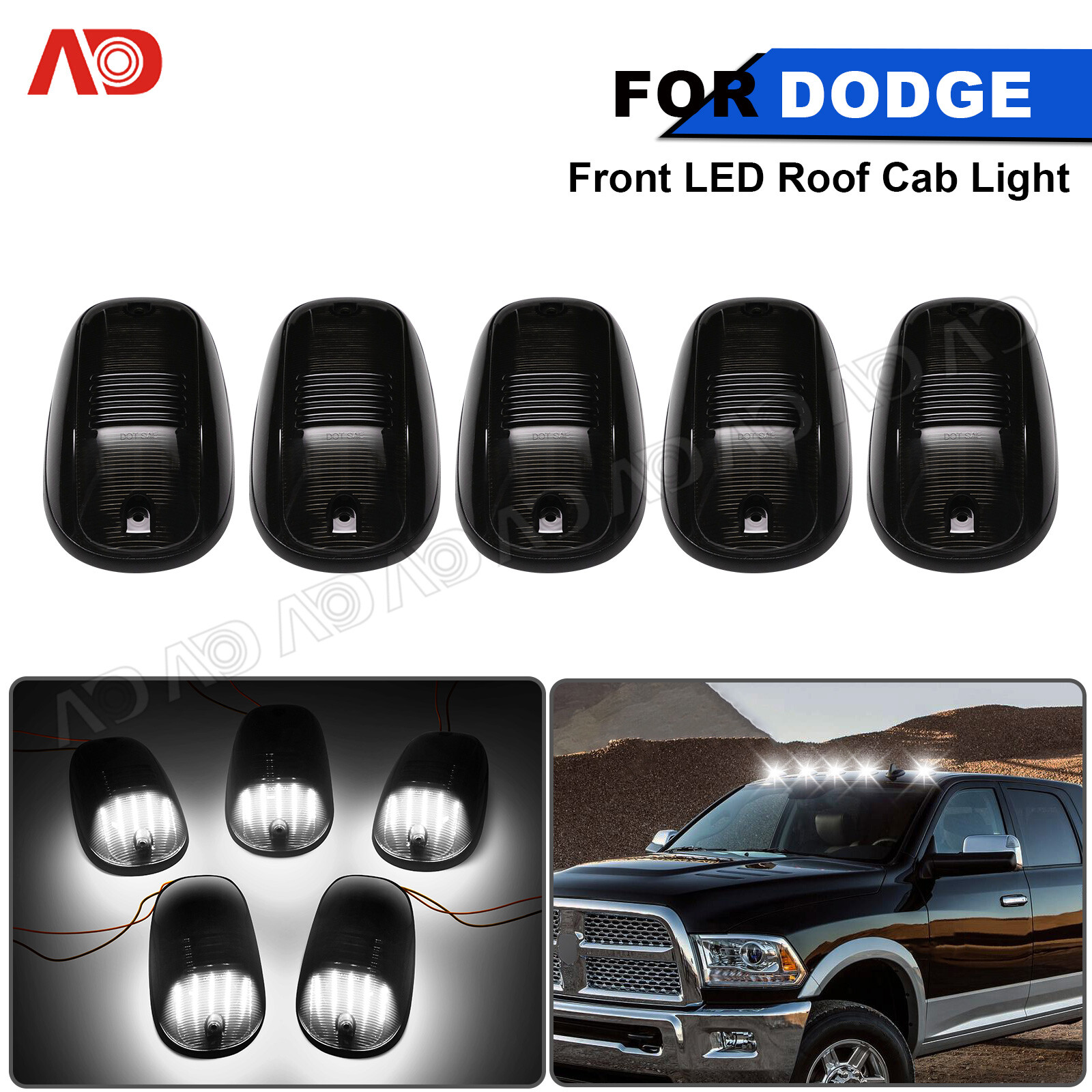White LED Cab Roof Marker Running Light For Dodge Ram 1500 2500 3500 4500 5500