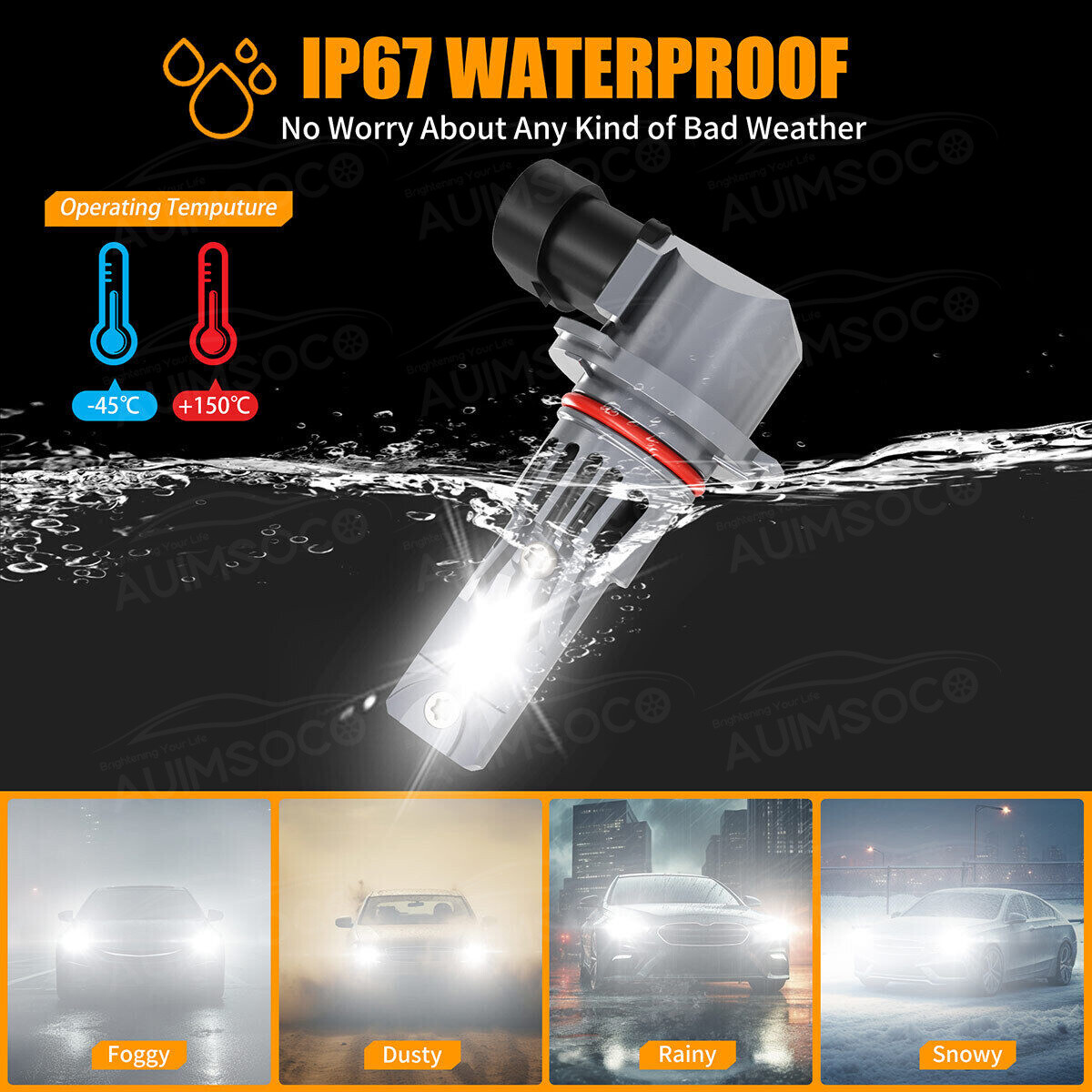 2pcs 9012 HIR2 LED Headlight Bulbs High/Low Beam White 24000LM 90W Brighter