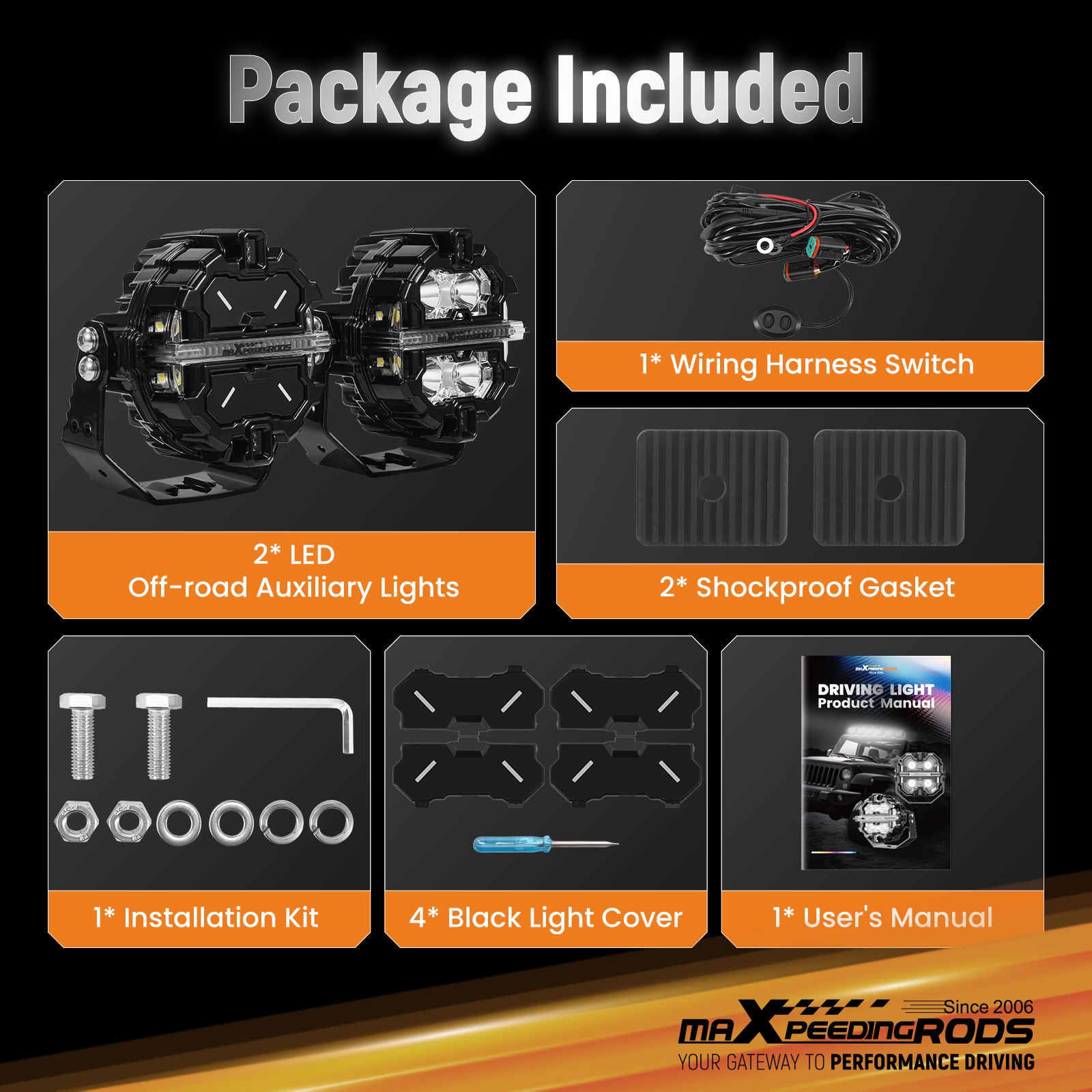 160W LED Work Light Pods Spot Flood Combo IP68 For Truck Jeep SUV ATV Marine 4X4