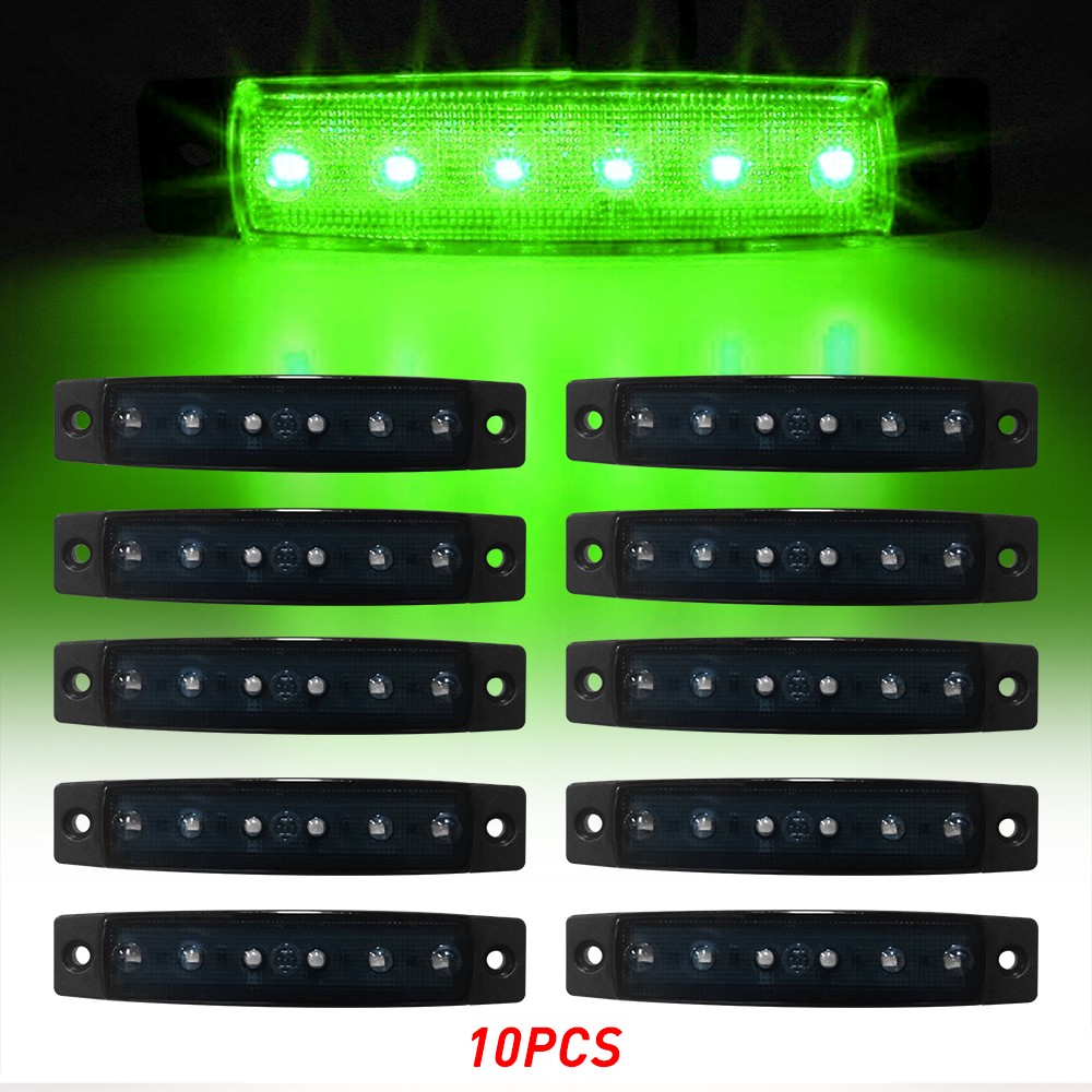 10x Green 6LED Side Marker Clearance Light For Truck Trailer tail lights Durable
