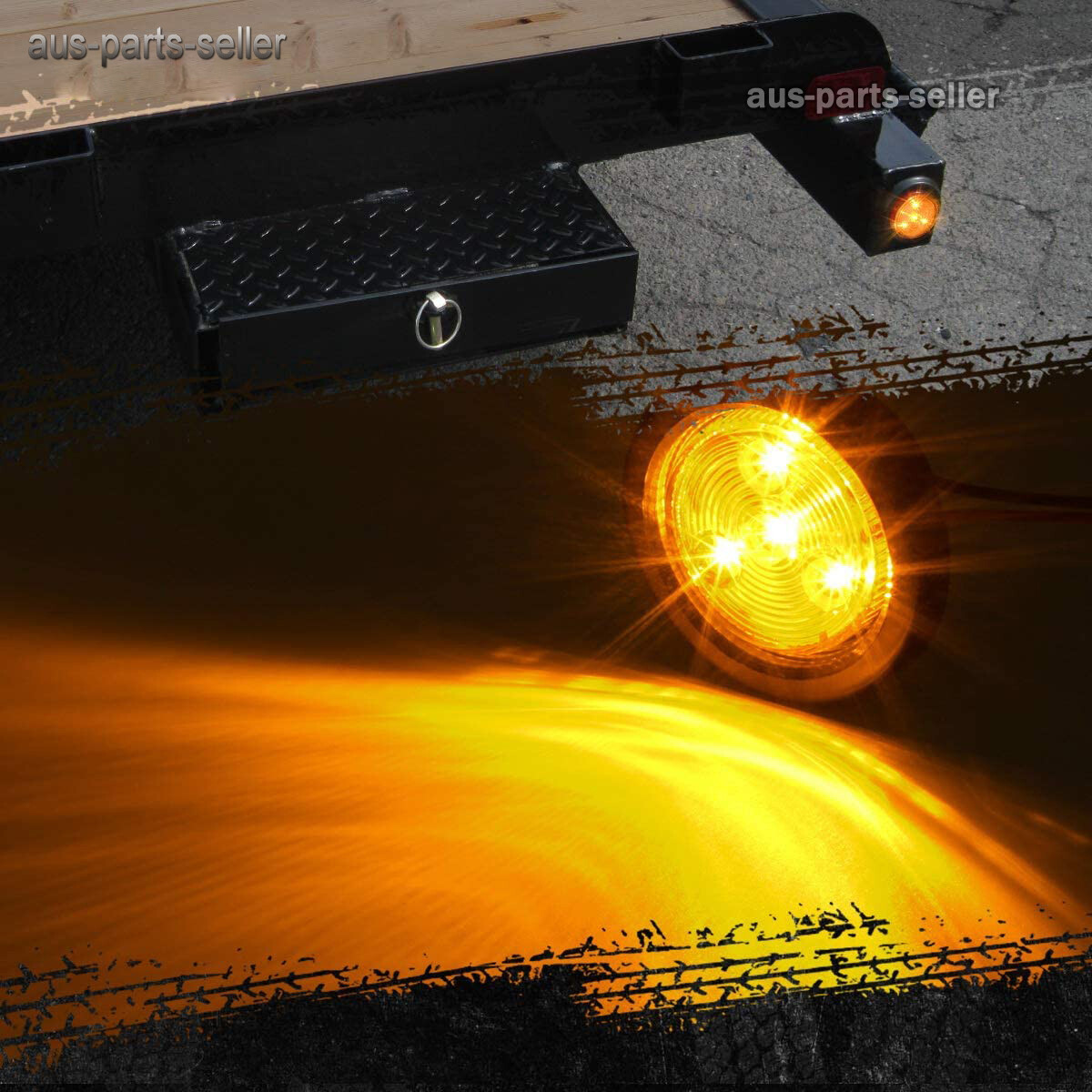 5pc Amber Round 2″ Side Marker Lights Clearance LED Truck Trailer Lamp 12-24Volt