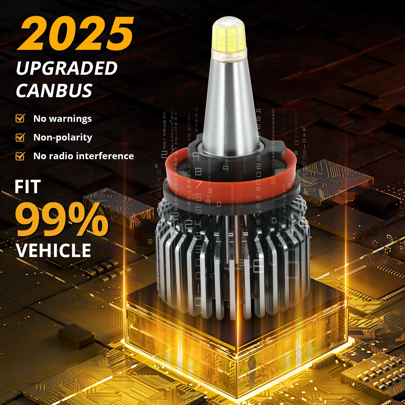 8-Sides H11 LED Headlight Kit Low Beam Bulbs Super Bright White 2500000LM 6500K