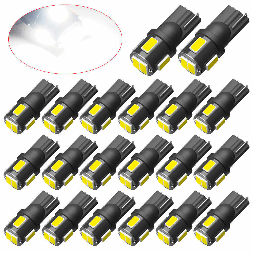 20X 100LM T10 Xenon White Interior Dome LED Light Bulbs W5W 192 168 194 5630-SMD