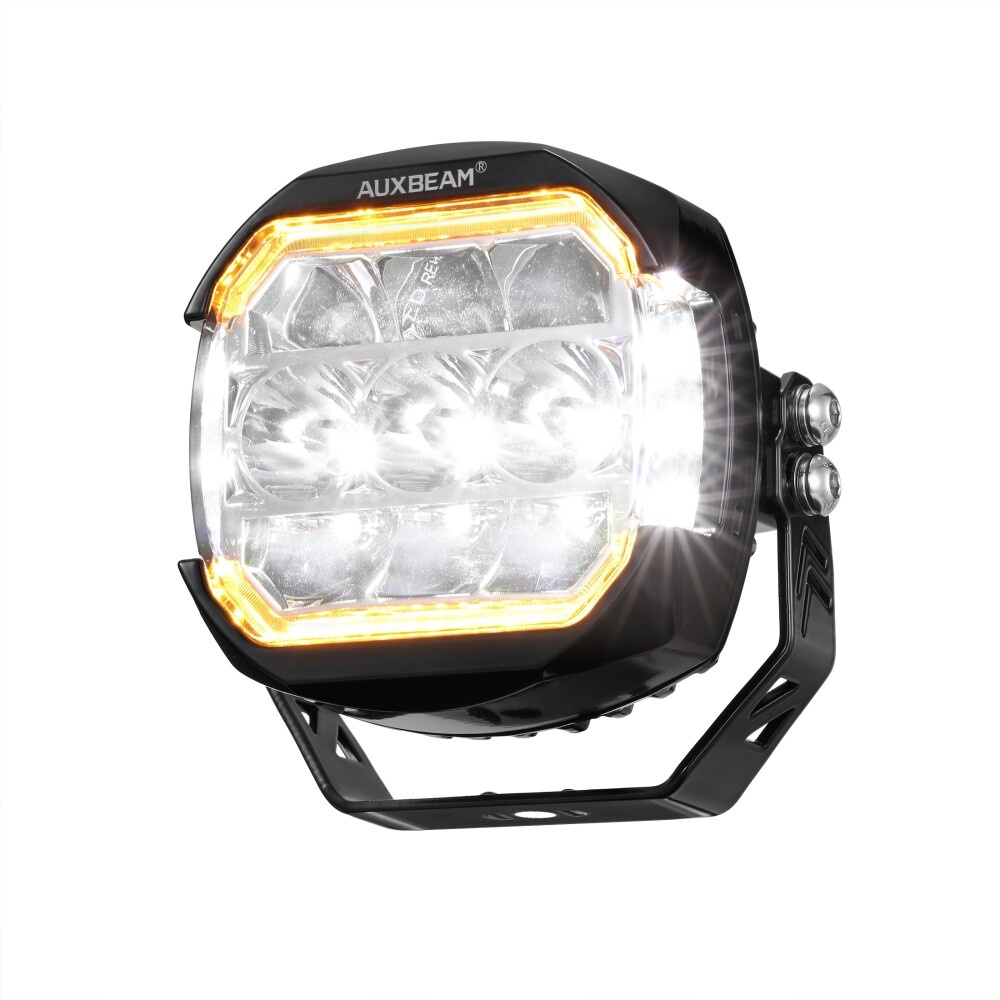 2X AUXBEAM 5″ 174W LED SIDE SHOOTER POD LIGHTS WHITE DRL&AMBER TURN SIGNAL LIGHT