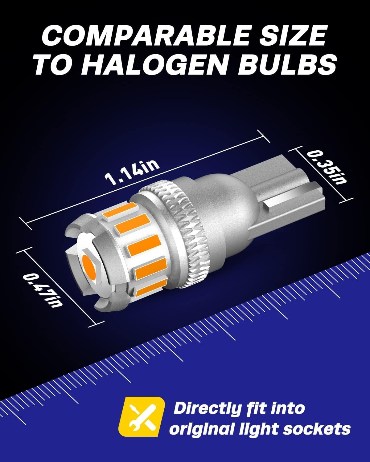 194 LED Bulb Amber Yellow, Side Marker Lights 300% Brighter T10 168 2825 W5W …