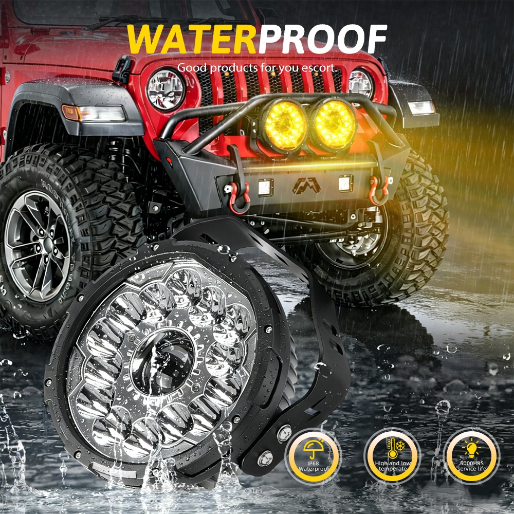 Auxbeam Round LED Offroad Lights 7″ Inch Laser Spot Driving Light Pods with DRL