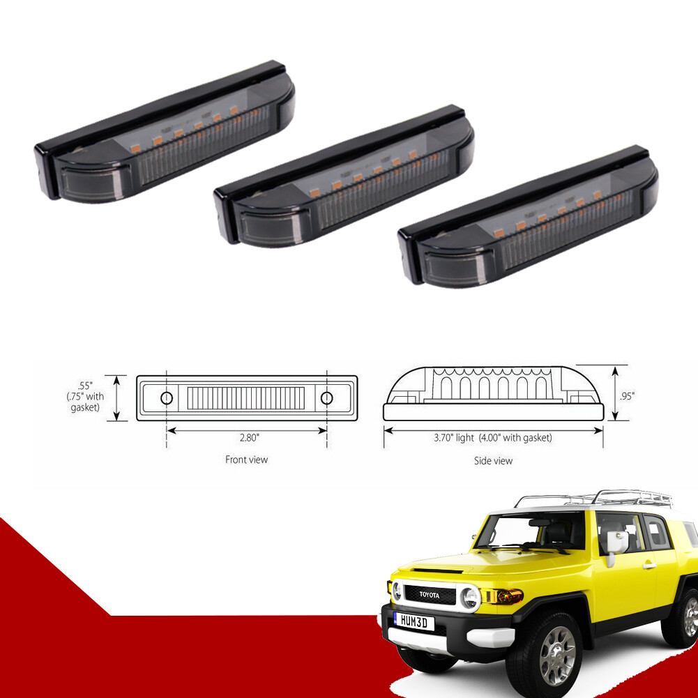 Smoke Lens Amber LED Front Grille Running Lights Kit For 07-14 Toyota FJ Cruiser