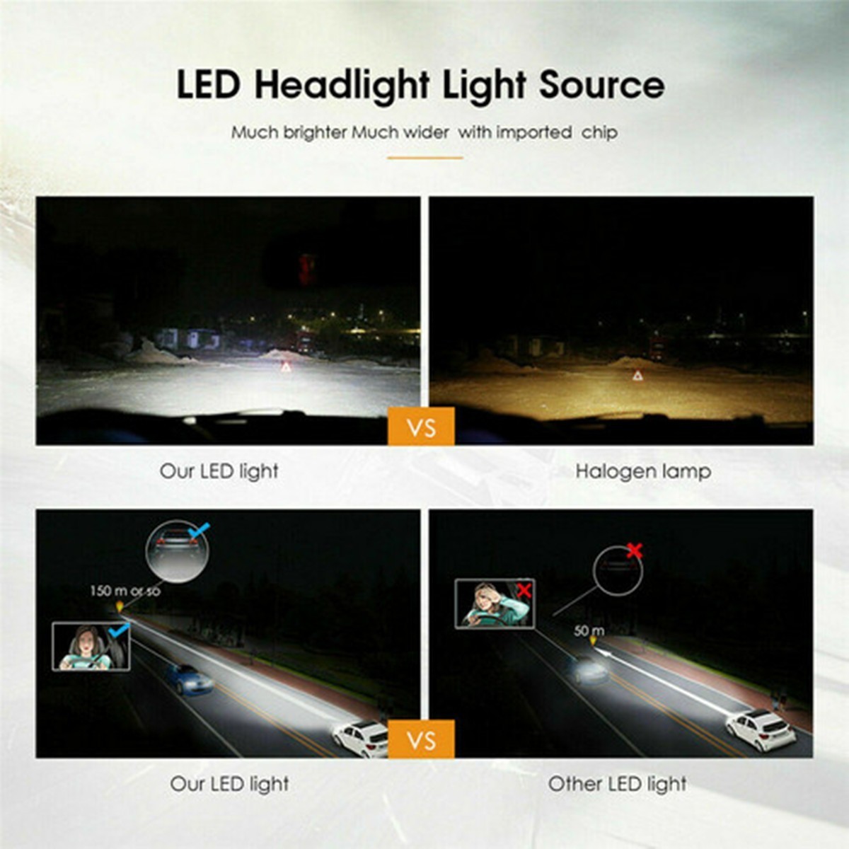 9005 + H11 LED Headlight KIT Combo Bulbs 6500K High+Low Beam Super Bright White