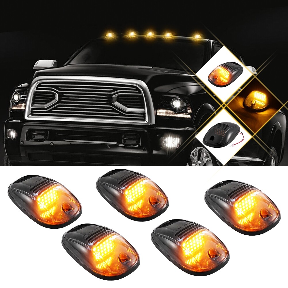 5x Roof Smoke Lens Cab Top Marker Running Amber Lights LED for Dodge Ram 03-18