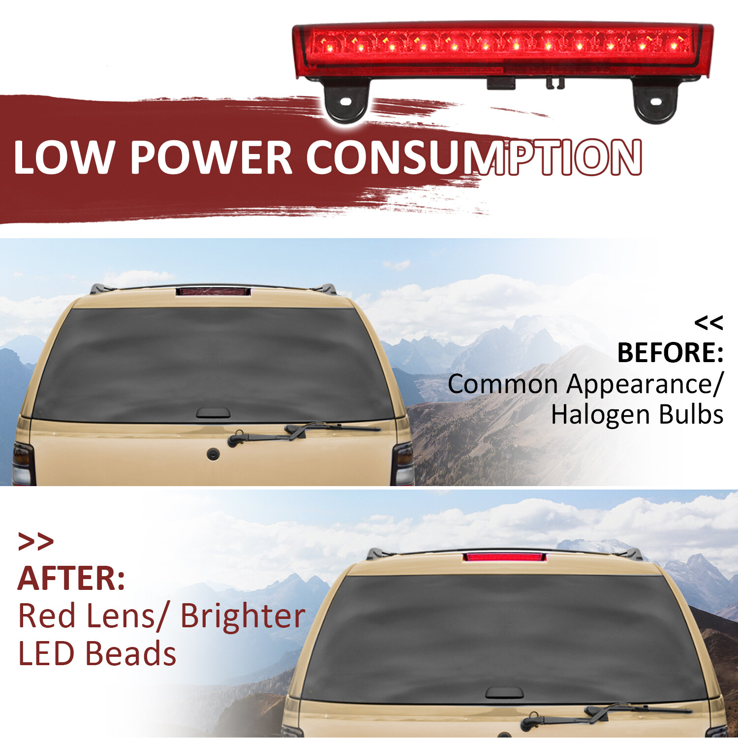 LED 3rd Third Brake Light Red Fit For 00-06 Chevrolet Suburban Tahoe GMC Yukon