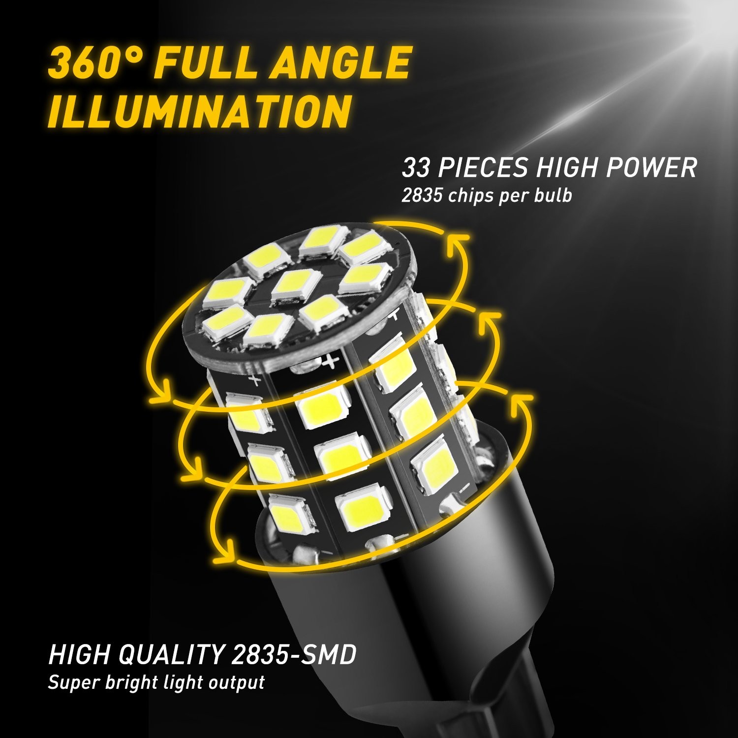 2pcs 7443 7444 LED 7440 Bulbs Brake Light Stop Lamp White Super Bright CANBUS