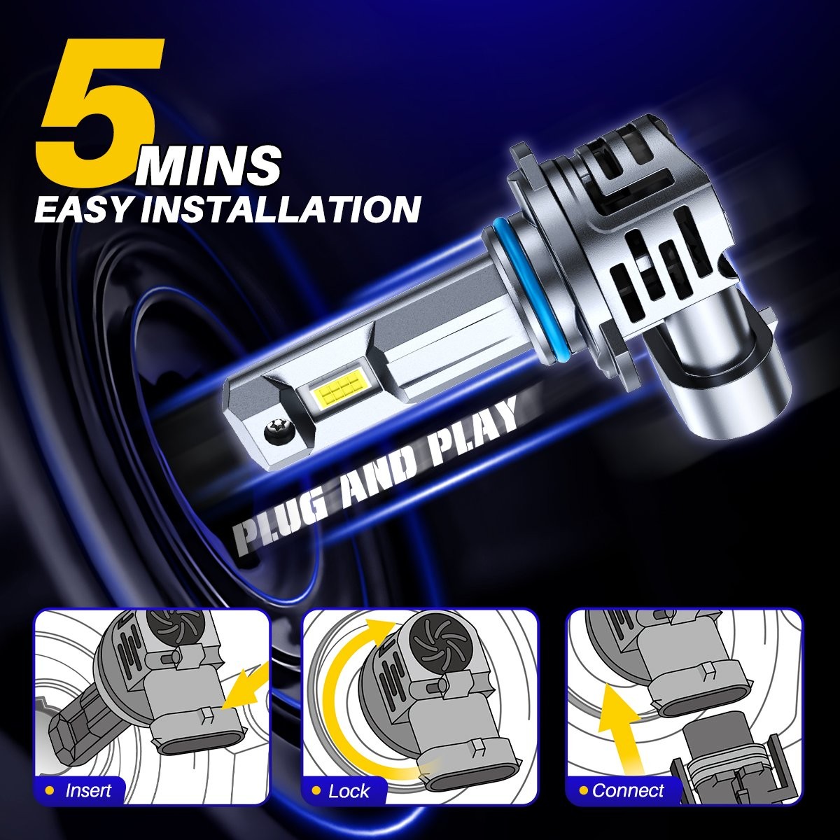 AUTOONE 9005 LED Headlight Bulb High Beam 20000LM Super White Extremely Bright