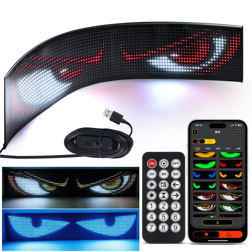 Devil Eyes Light for Car – LED Display Screen DIY Truck Windshield Eyes Lights