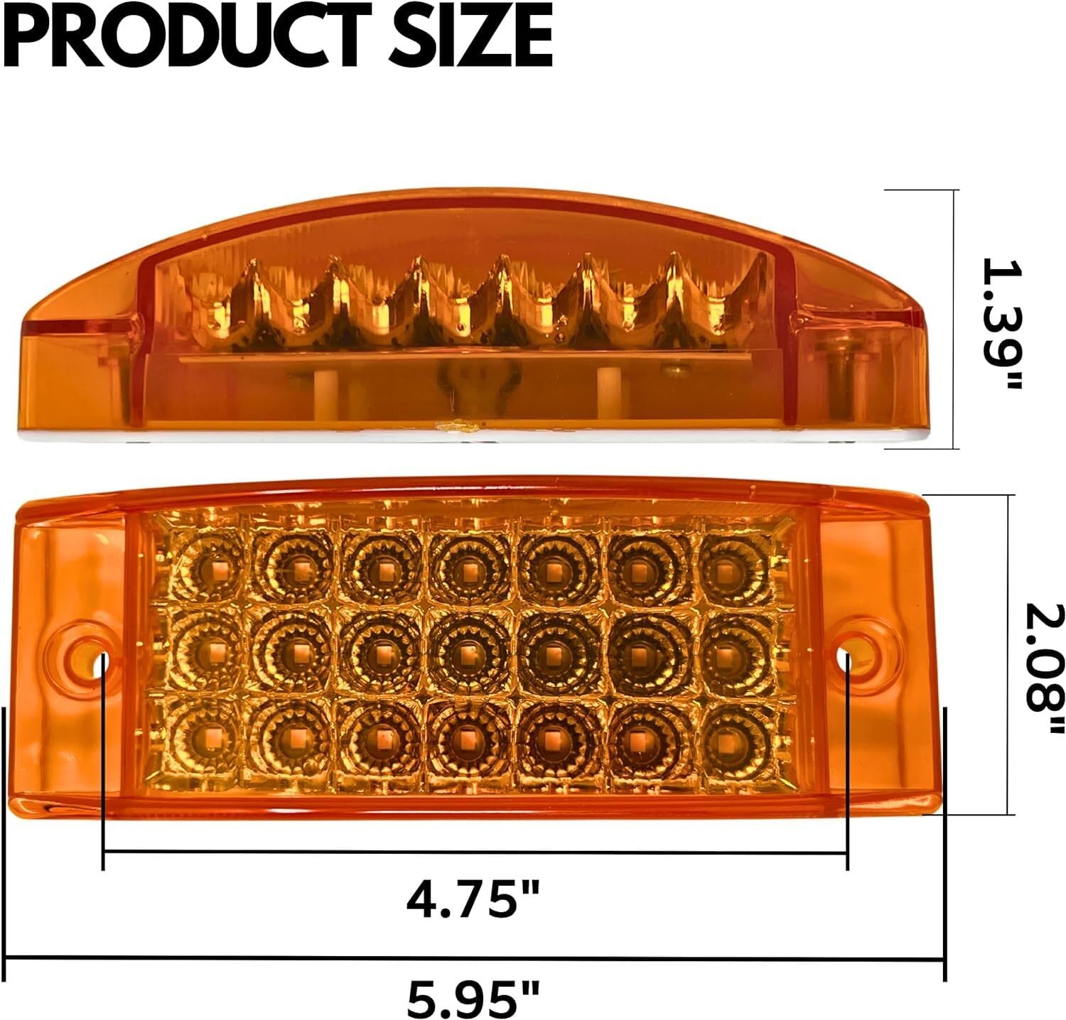 10- Amber 21 LED Side Marker Clearance Light Rectangle 12V Truck Trailer Camper