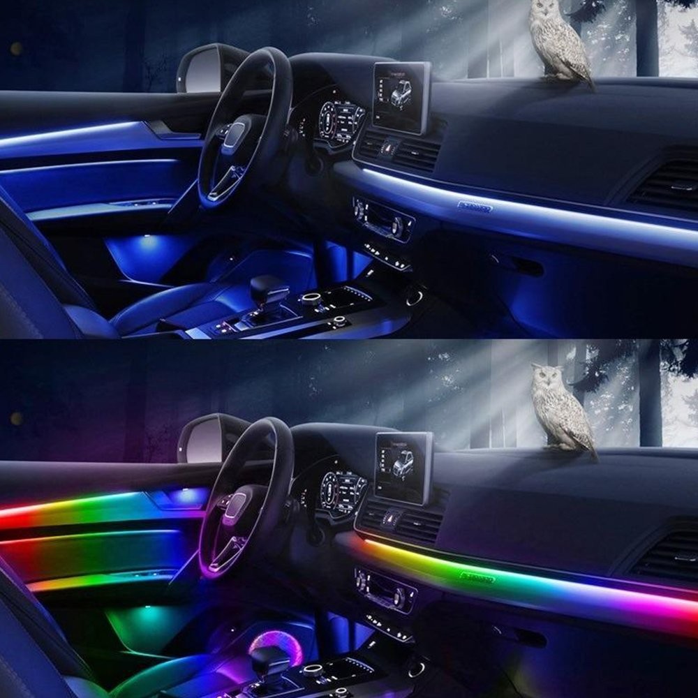 18 in1Car LED Ambient Light Strip APP Remote Atmosphere Interior LED Acrylic RGB