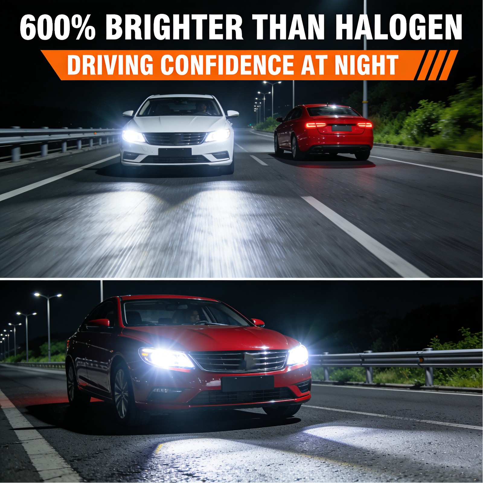 For Dodge Charger 2009-2010 LED Headlight HID Replace Bulbs Hi&Lo Beam 72000LM