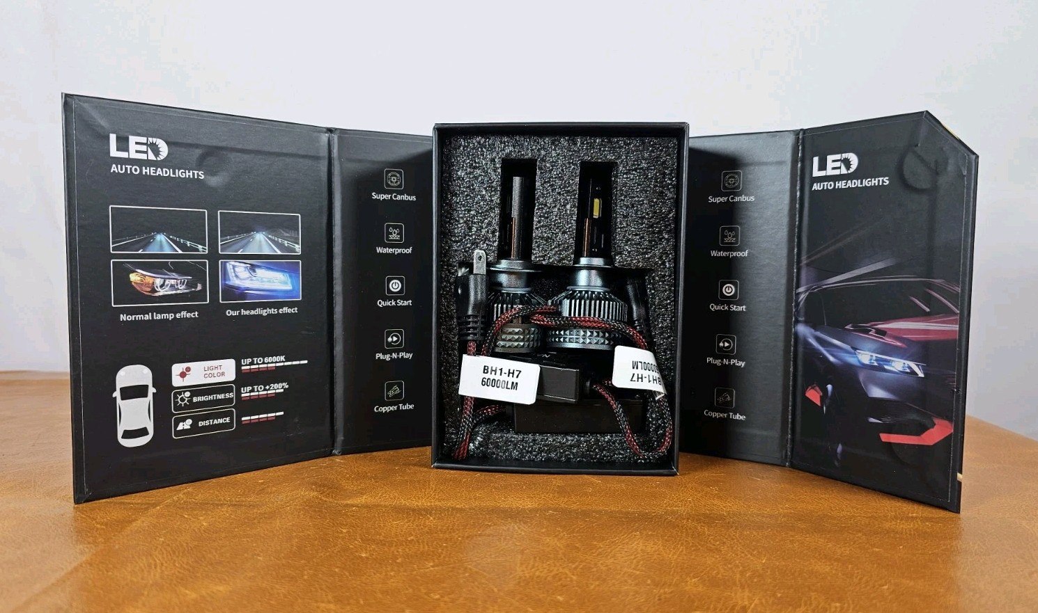 NAS LED HEADLIGHT KIT H7 SUPER WHITE 60000LM 6000K LOW BEAM 1 PAIR