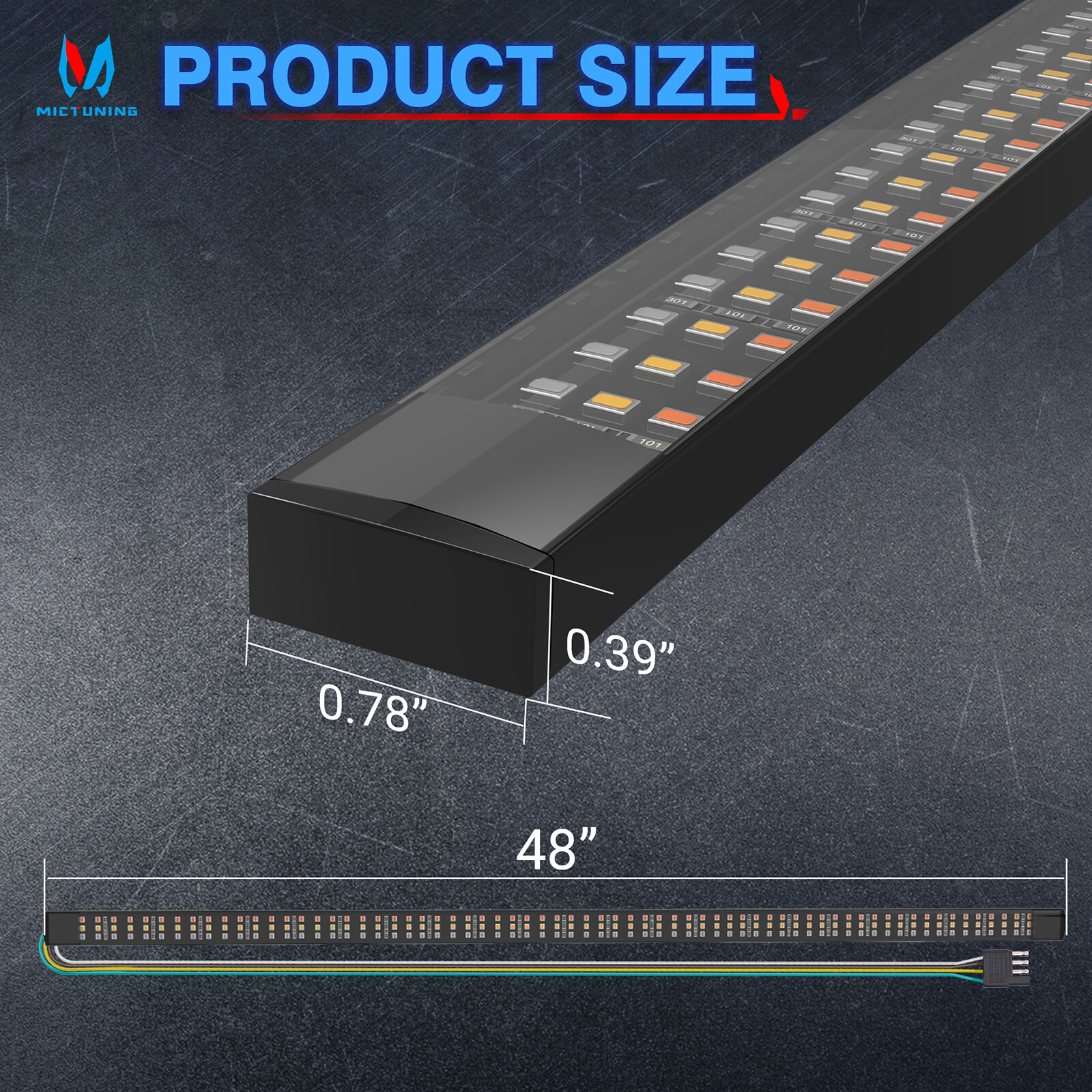 48″ 3 Row 360LED Strip Tailgate Light Bar Reverse Brake Signal Tail Lamp 3000LM
