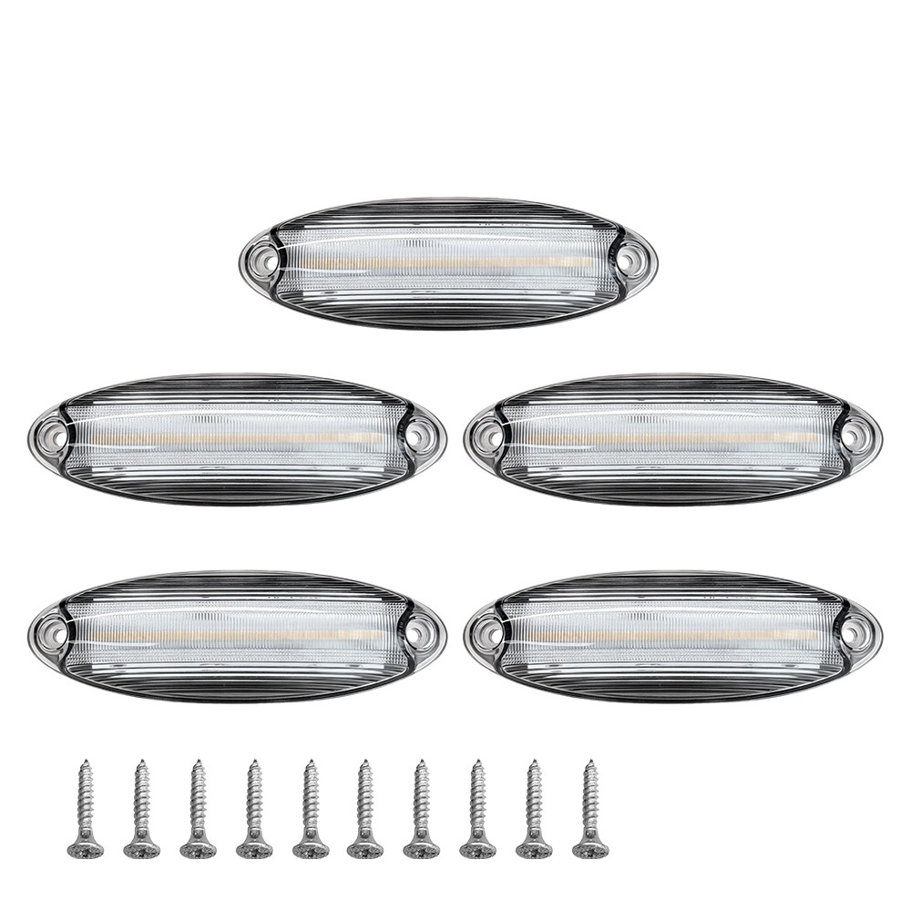 For Freightliner Cascadia All Years Clear Amber LED Raised Roof Marker Lamps 5Pc