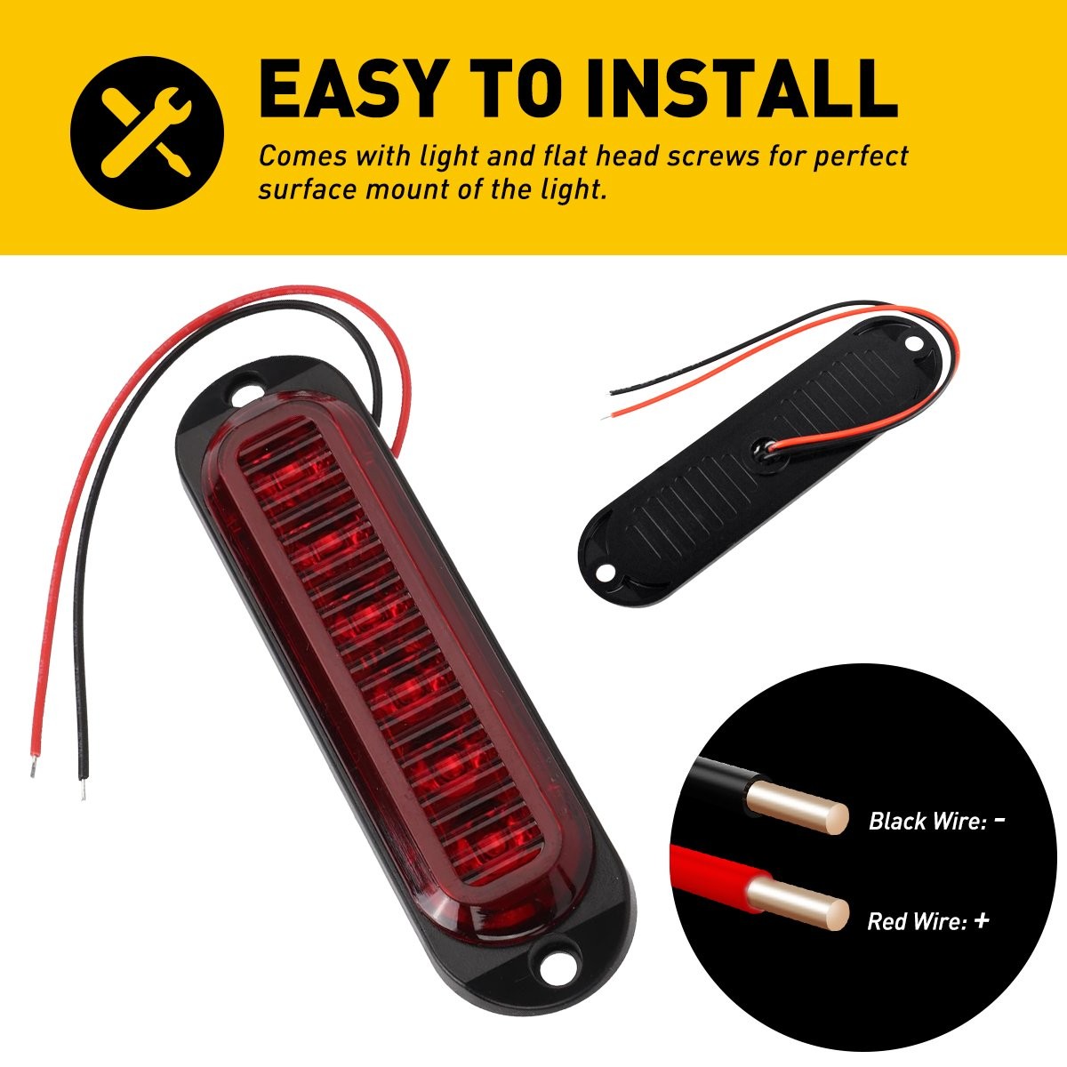 16PCS 6-LED Clearance Light Red Brake Signal Light Side Marker Indicator NEW USA