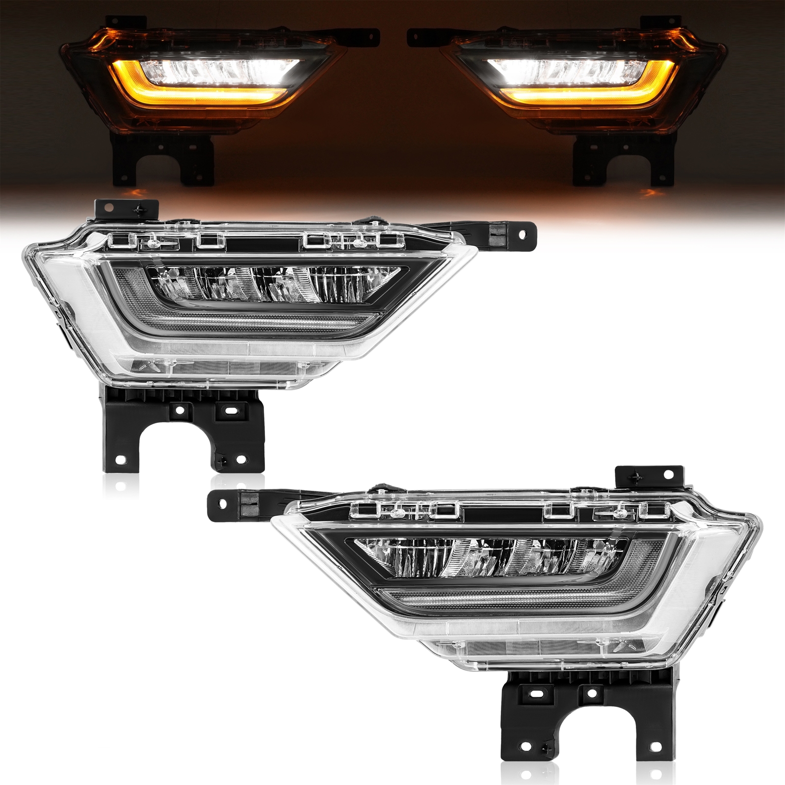 Pair LED White DRL Fog Light W/Turn Signal For Ford F150 F-150 XL 2021 2022 2023