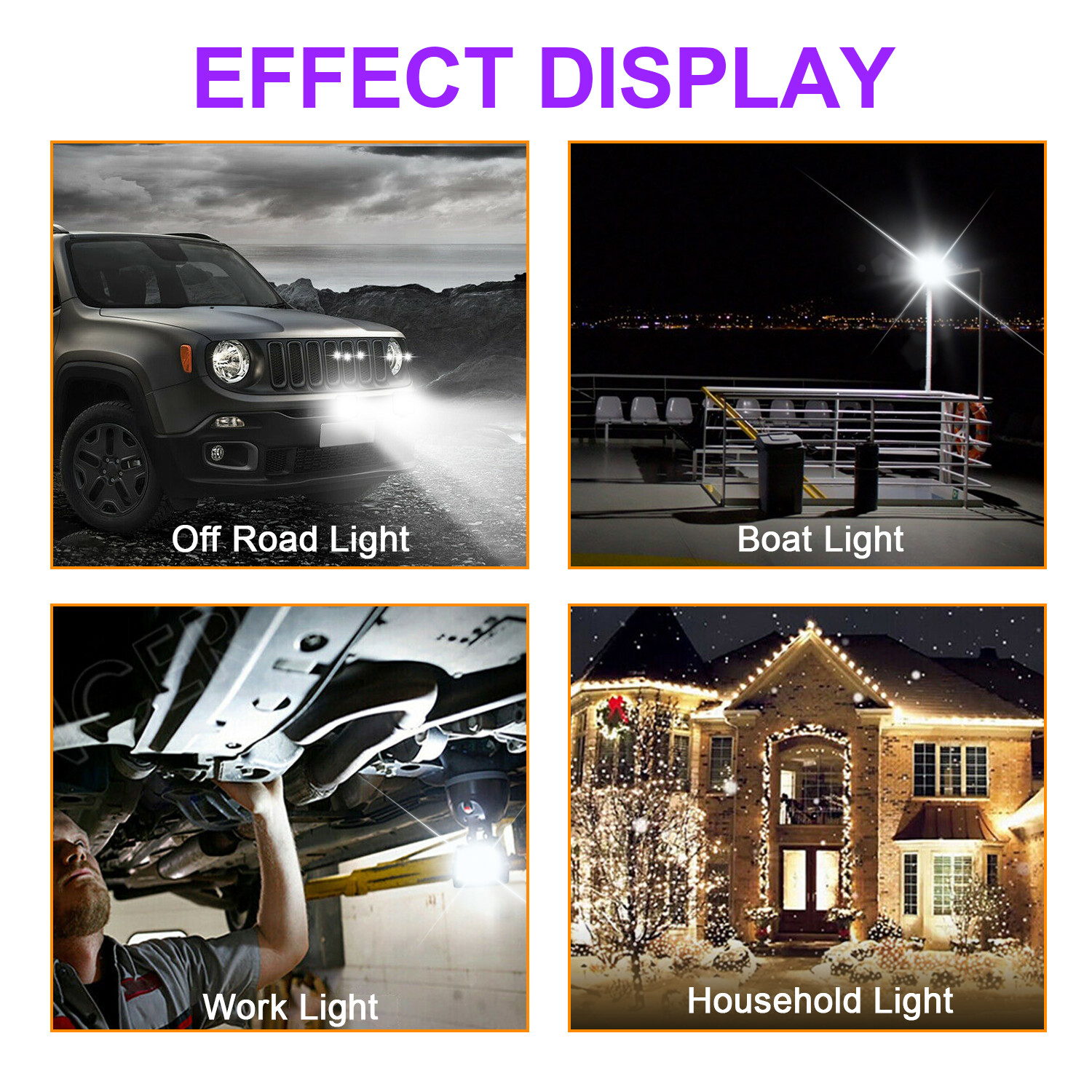 6PCS 4inch 48W LED Work Light , Square Flood Lights for Truck Tractor Off-Road