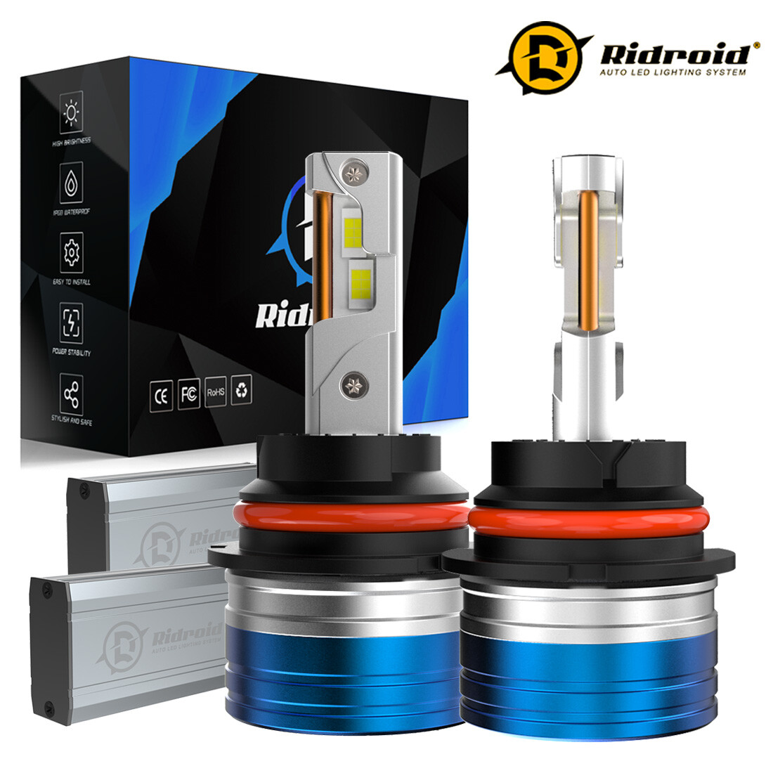 2-side 9007 HB5 LED Headlight Bulbs Kit 72000LM Super Bright High Low Beam Bulbs