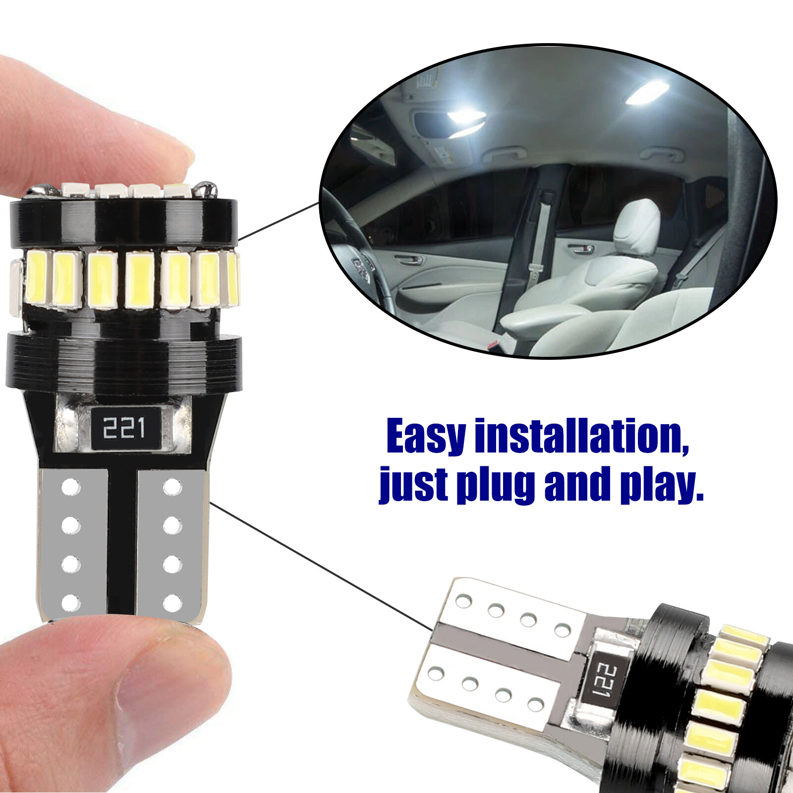 10x T10 194 168 2825 White 24 LED License Plate Side Marker Light Interior Bulbs