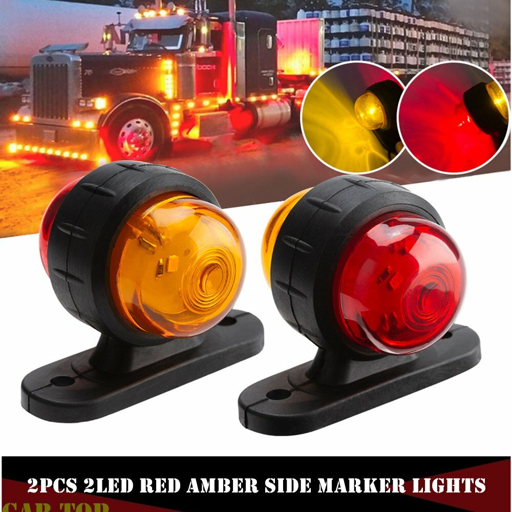 2x 2LED Red Amber Side Marker Lights Outline Lamp Car Truck Trailer Van 12V/24V
