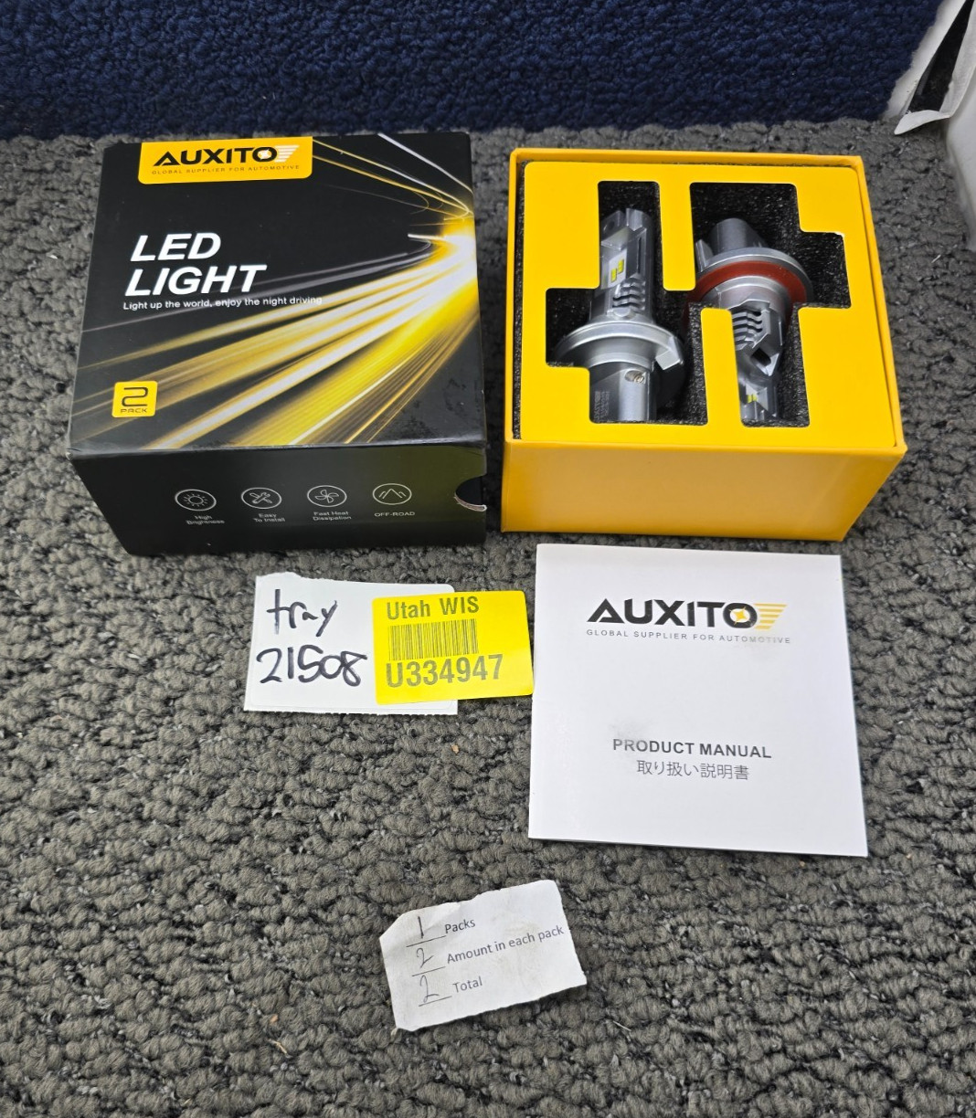 (QTY 2) Auxito 9008 M3 6500K LED Headlight Bulbs 9-30V DC Hi/Lo Beam ZES Chip